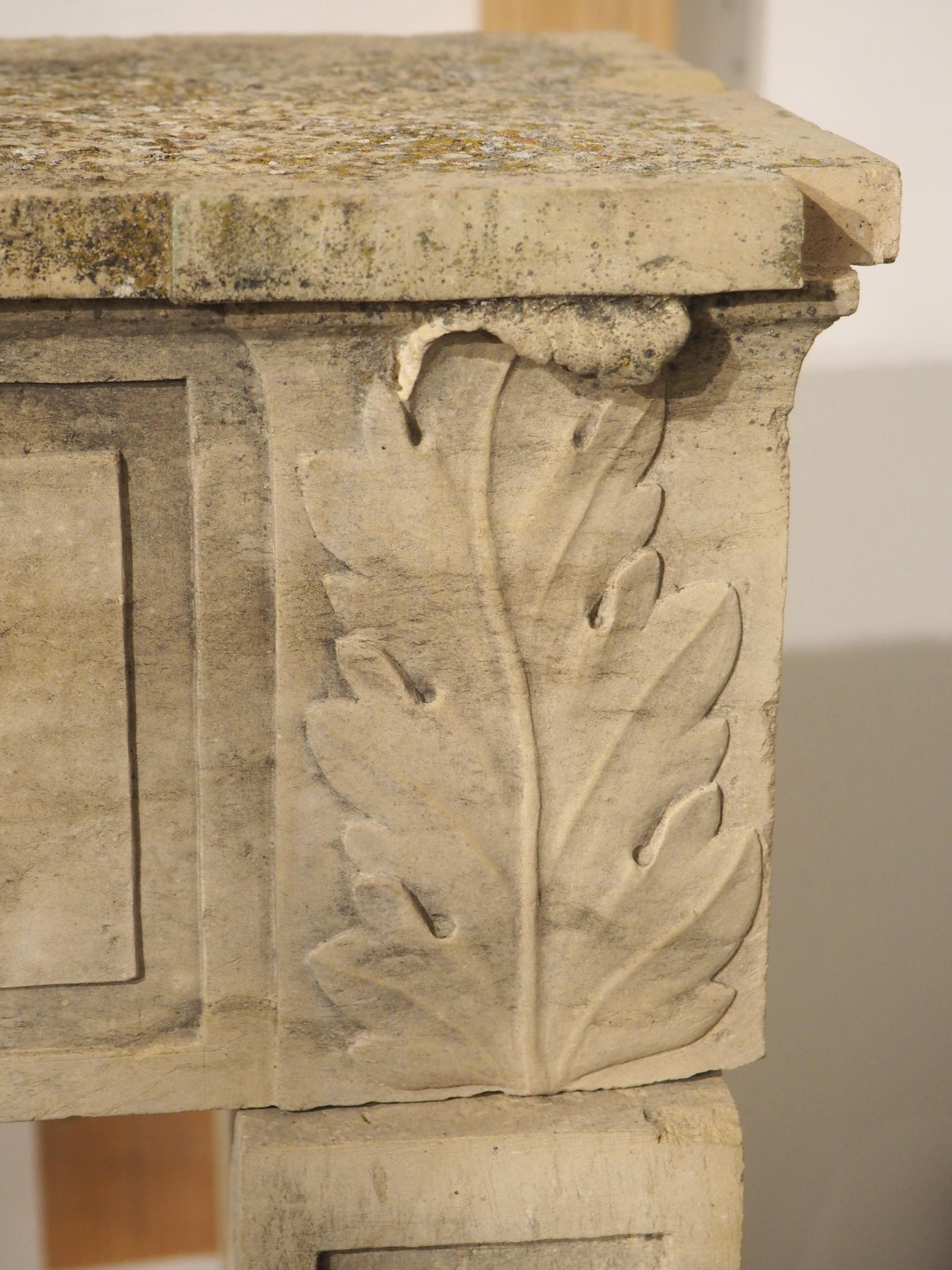 Antique Louis XVI Limestone Fireplace Mantel from Beaune, France, Circa 1785 For Sale 8