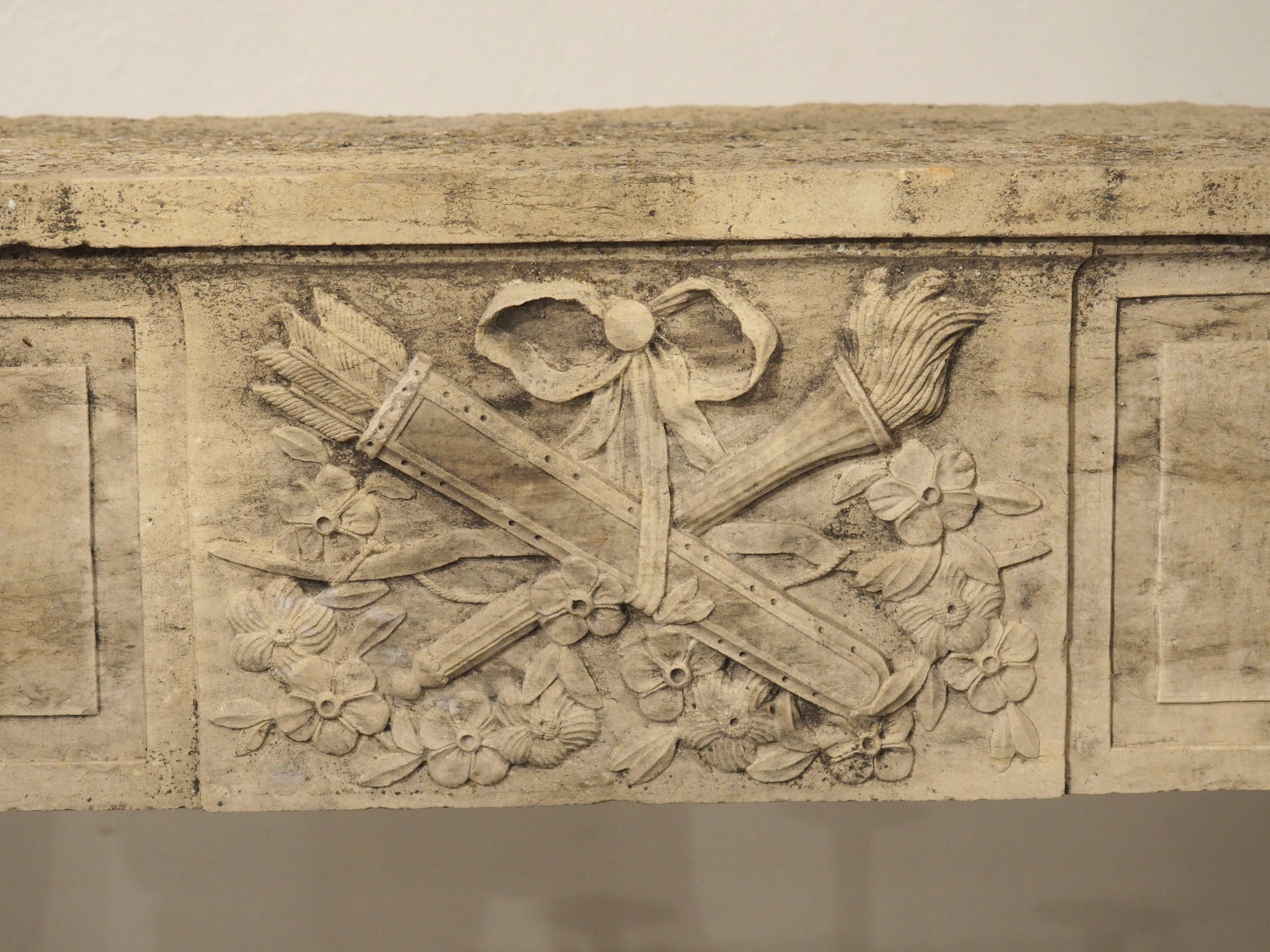 Antique Louis XVI Limestone Fireplace Mantel from Beaune, France, Circa 1785 For Sale 9