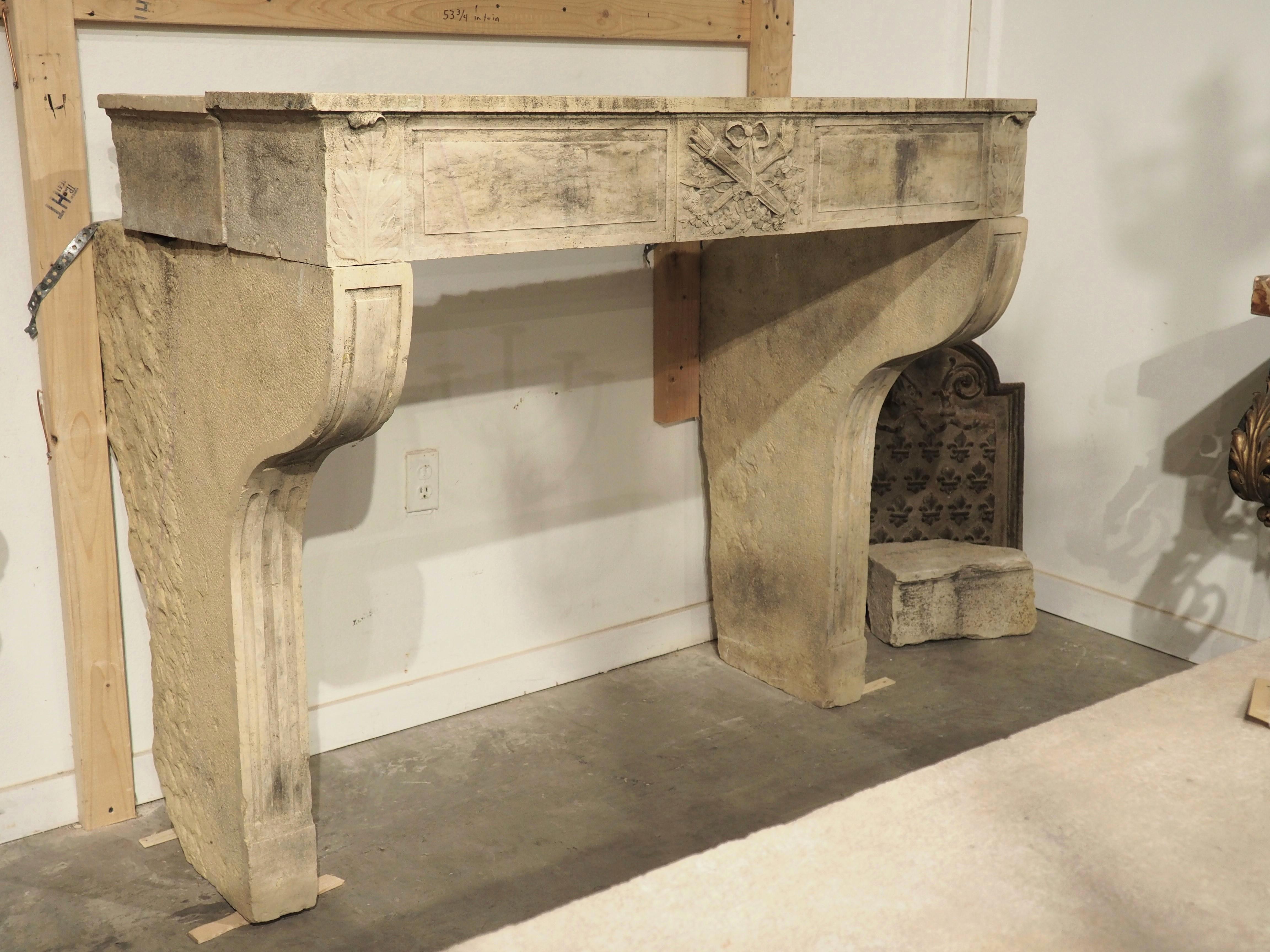 Antique Louis XVI Limestone Fireplace Mantel from Beaune, France, Circa 1785 For Sale 11