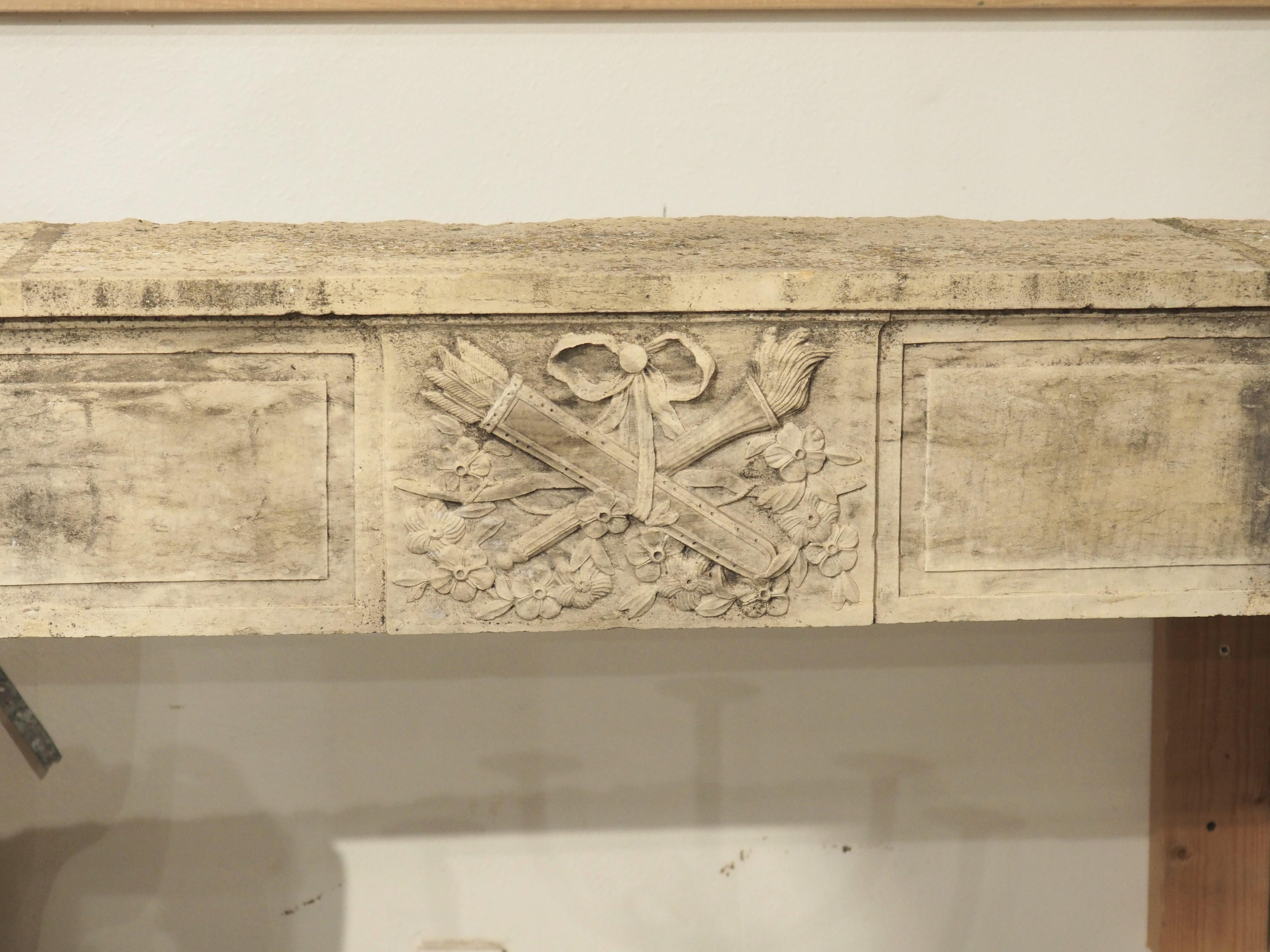 Antique Louis XVI Limestone Fireplace Mantel from Beaune, France, Circa 1785 In Good Condition For Sale In Dallas, TX