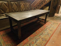 Antique Louis XVI Long Table in Cherry/Walnut Brown, Italy, 1700