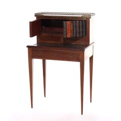 Antique Louis XVI Mahogany & Ormolu Marble Top Ladies Desk C1920