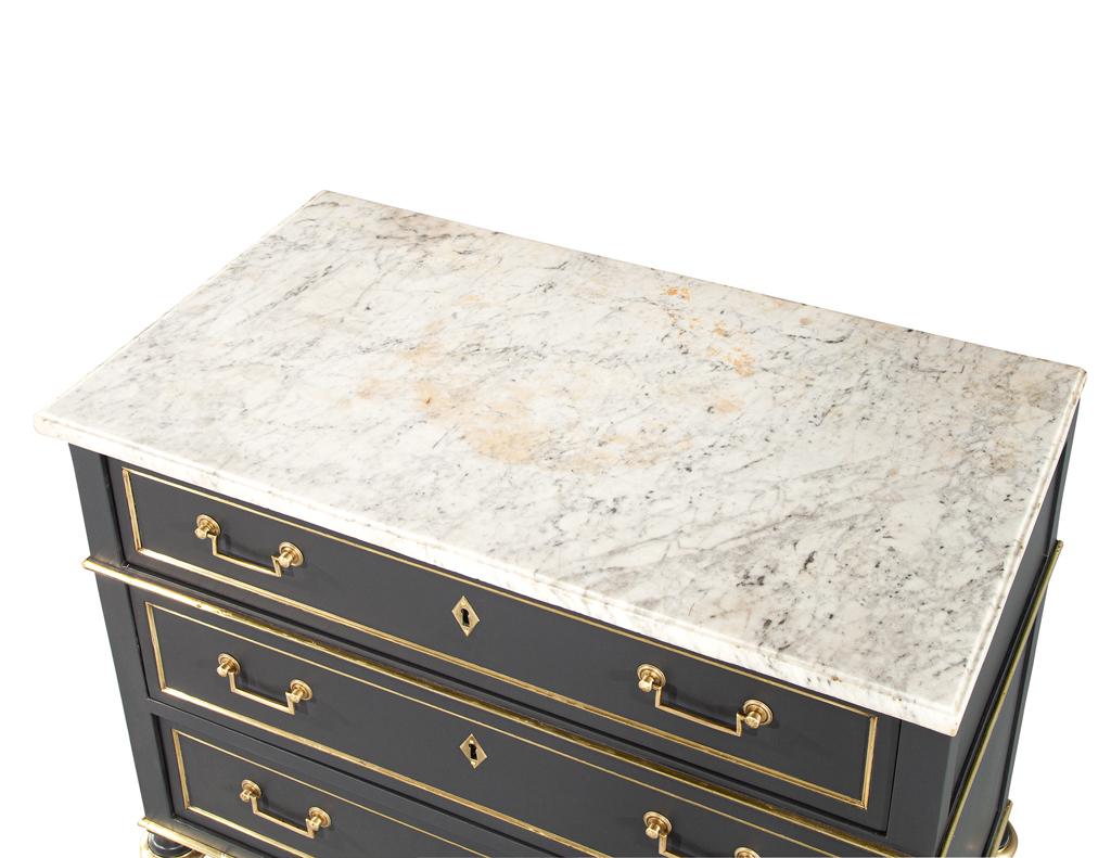 Mid-20th Century Antique Louis XVI Marble Top Commode in Gray For Sale