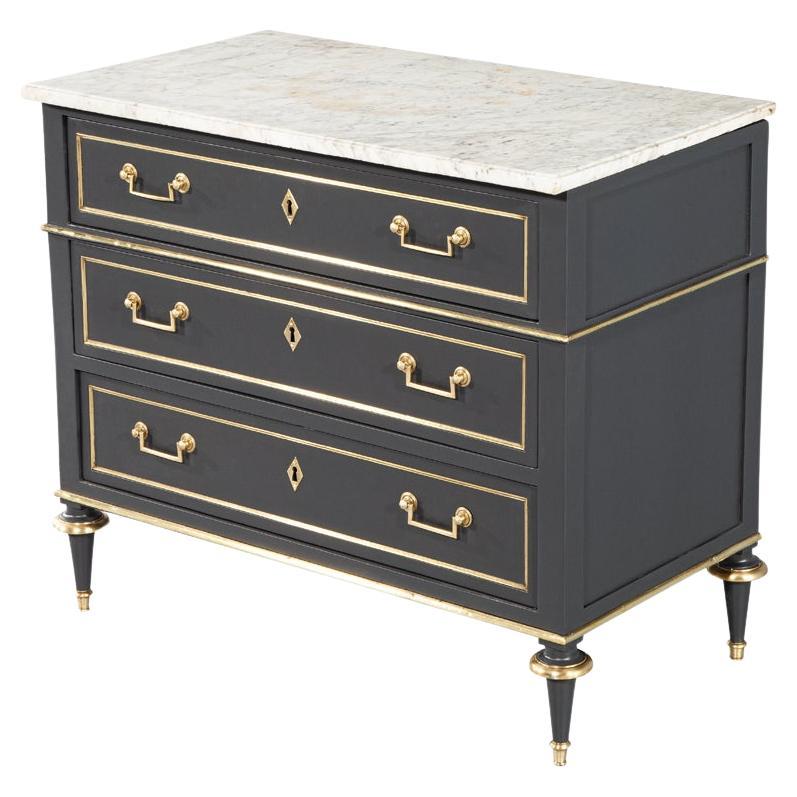 Antique Louis XVI Marble Top Commode in Gray For Sale