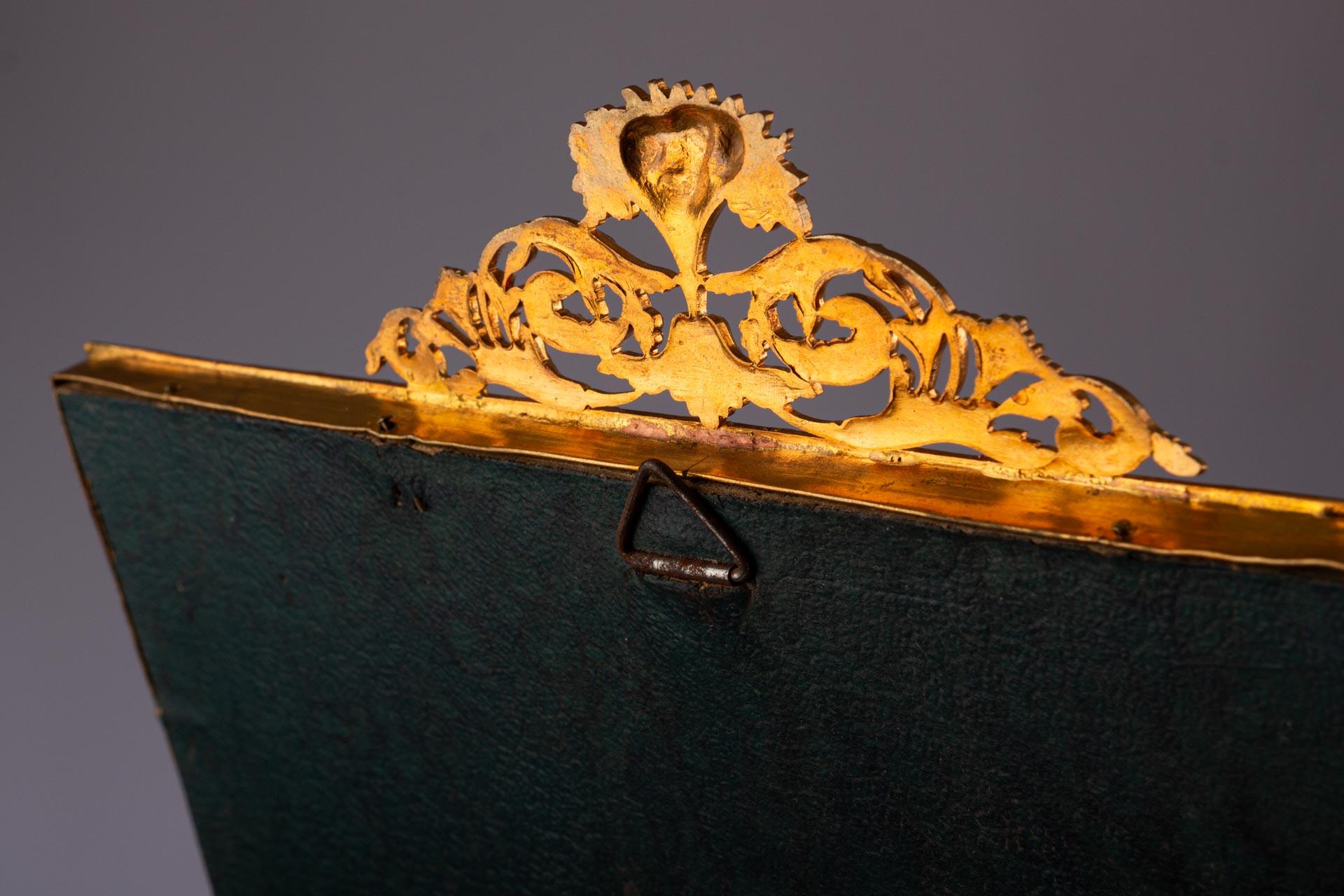 20th Century Antique Louis XVI Neoclassical Style Gilt Metal Gold Picture Photo Frame For Sale