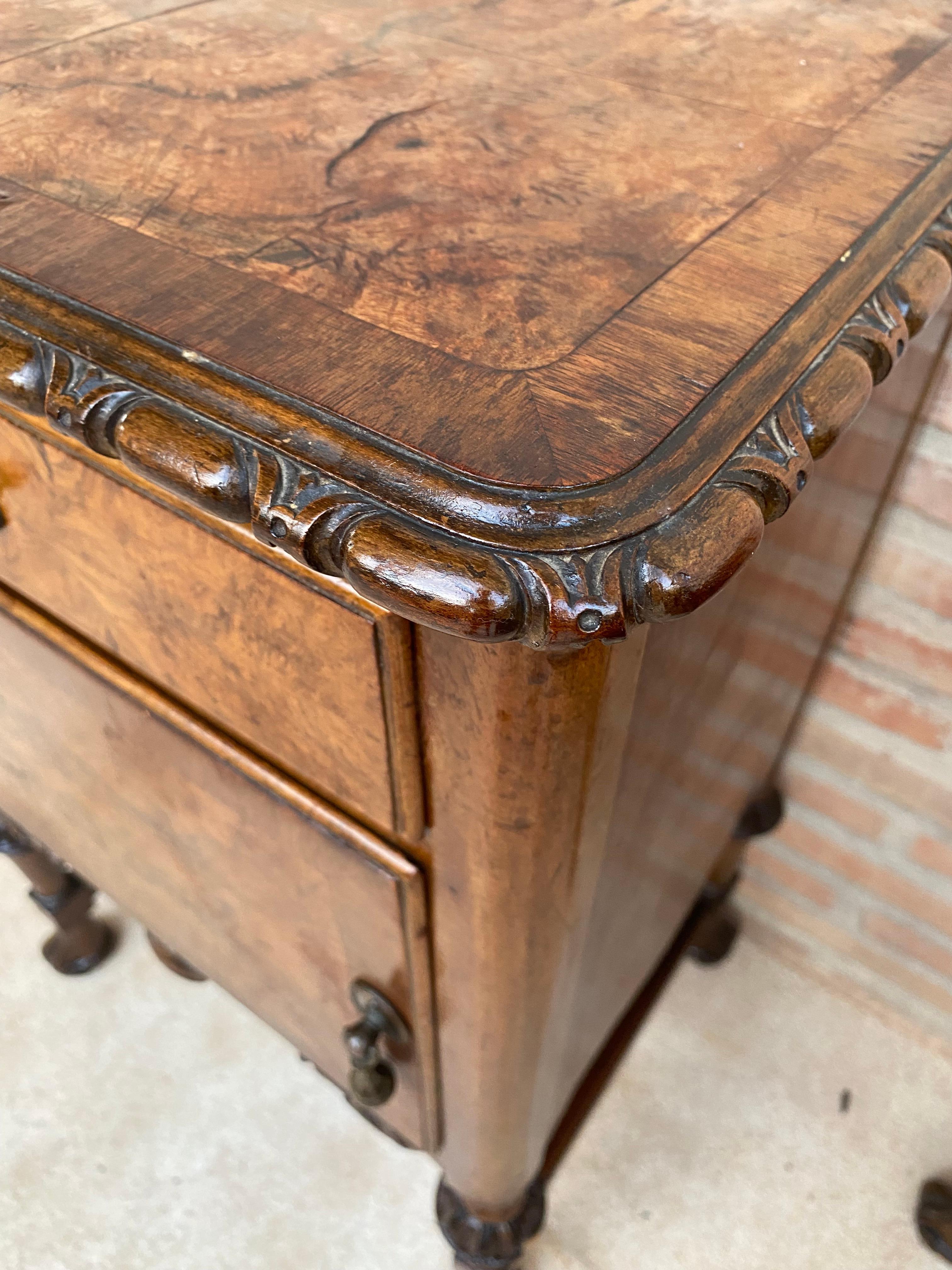 Antique Louis XVI Nightstands with White Marble Tops, 1890s, Set of 2 For Sale 6