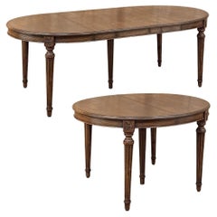 Antique Louis XVI Oval Dining Table with Leaf