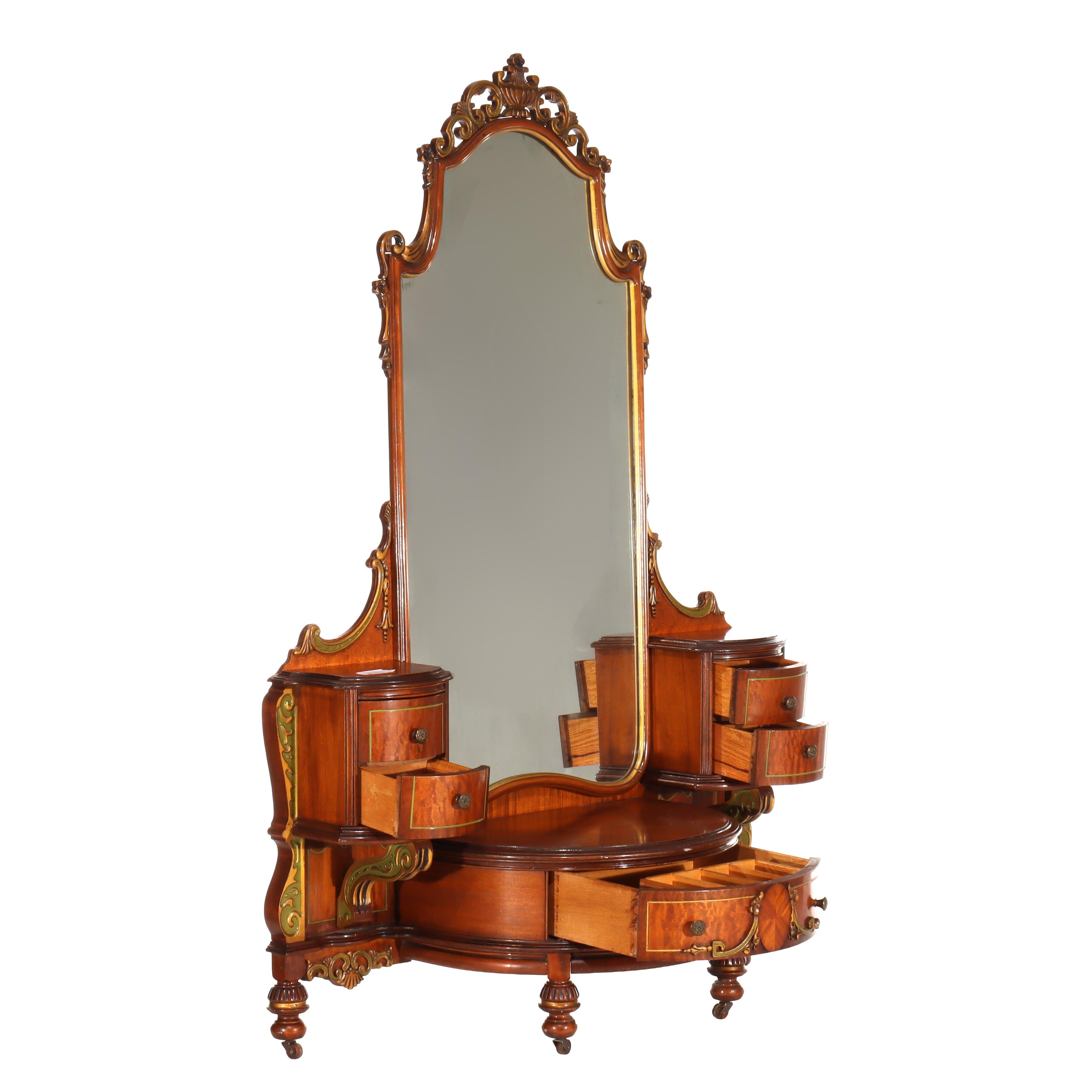 Ancien meuble-lavabo Louis XVI en acajou doré, satiné et érable piqué, vers 1930 en vente 6