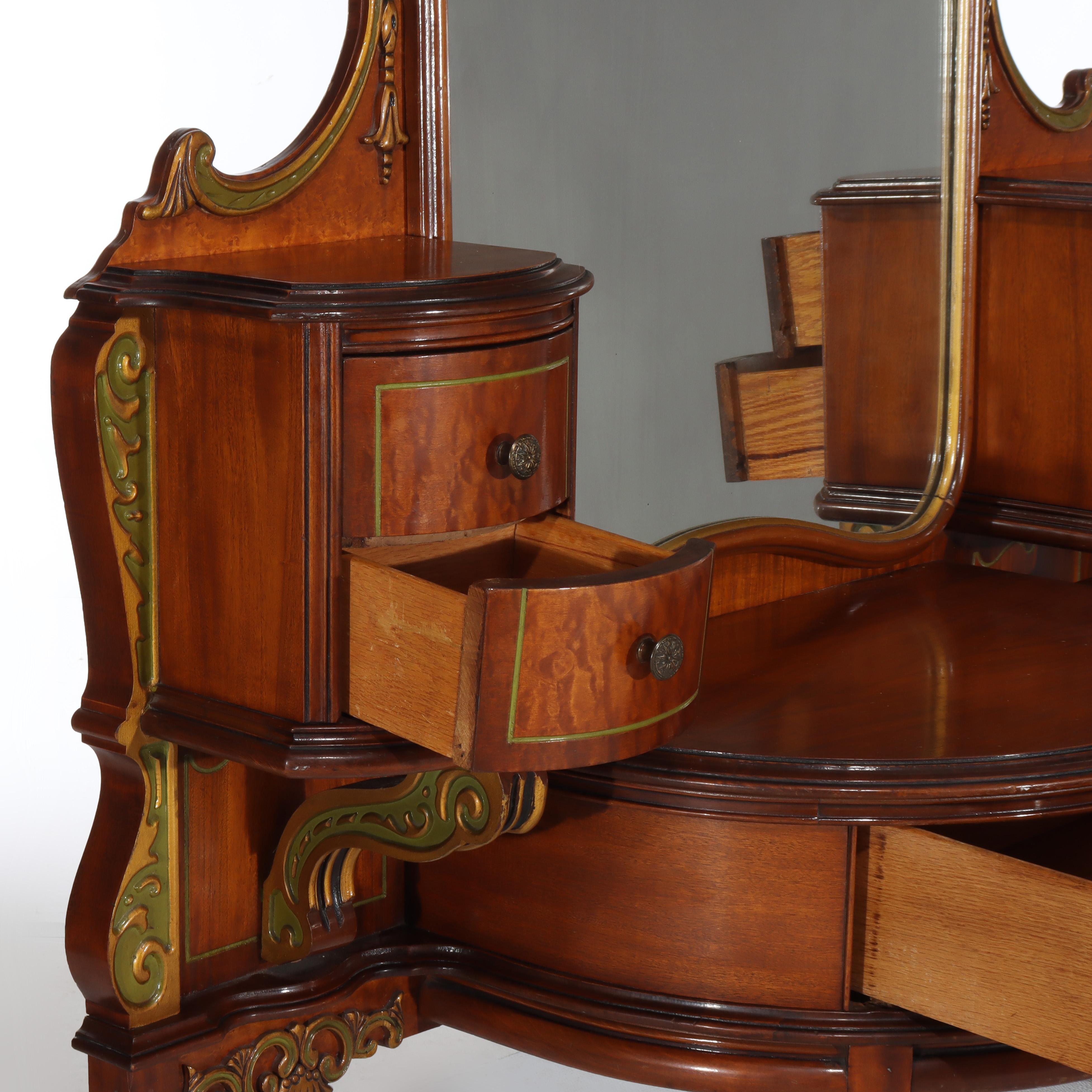 Ancien meuble-lavabo Louis XVI en acajou doré, satiné et érable piqué, vers 1930 en vente 8