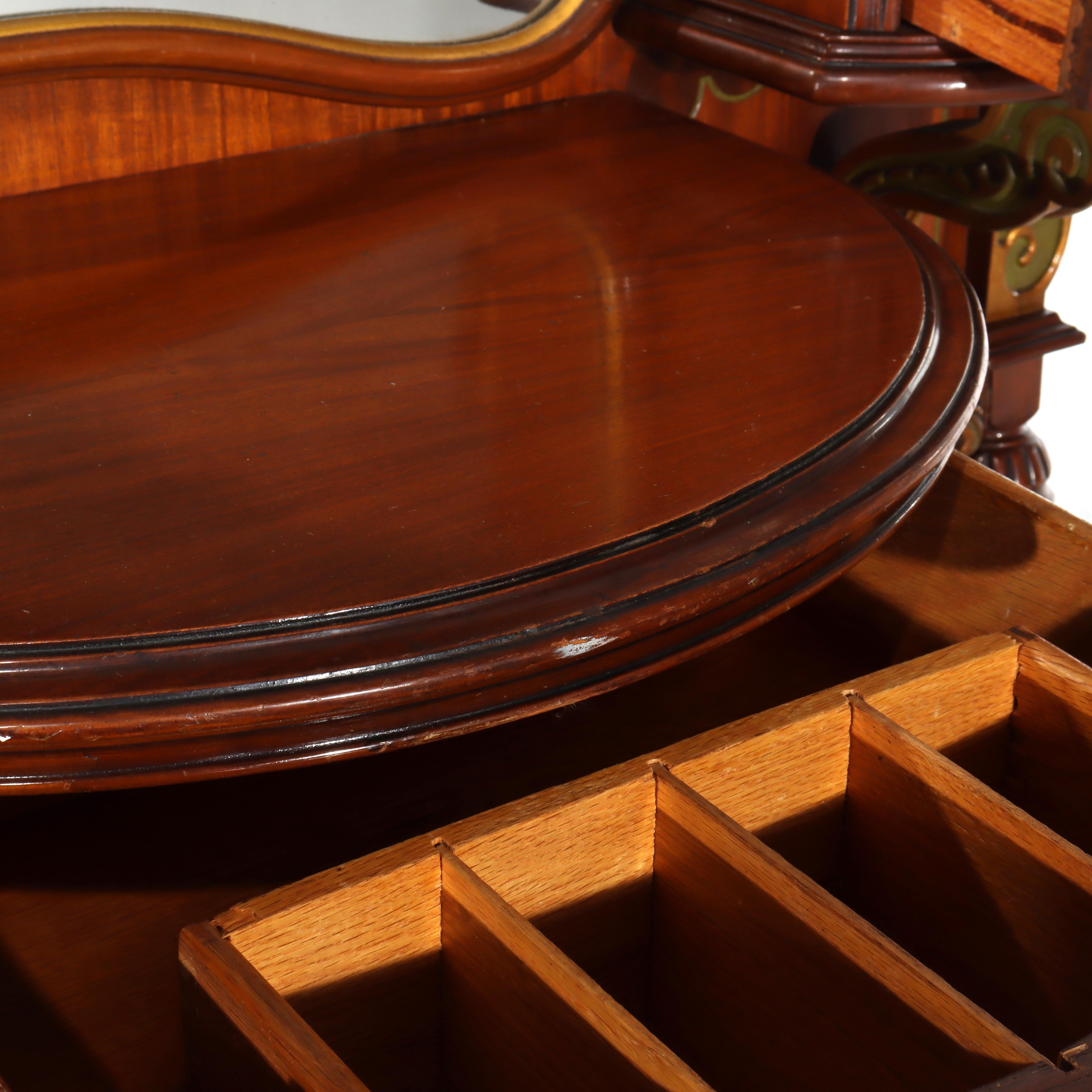 Ancien meuble-lavabo Louis XVI en acajou doré, satiné et érable piqué, vers 1930 en vente 10