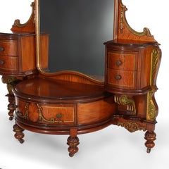 Antique Louis XVI Parcel Gilt Mahogany, Satinwood & Birdseye Maple Vanity c1930