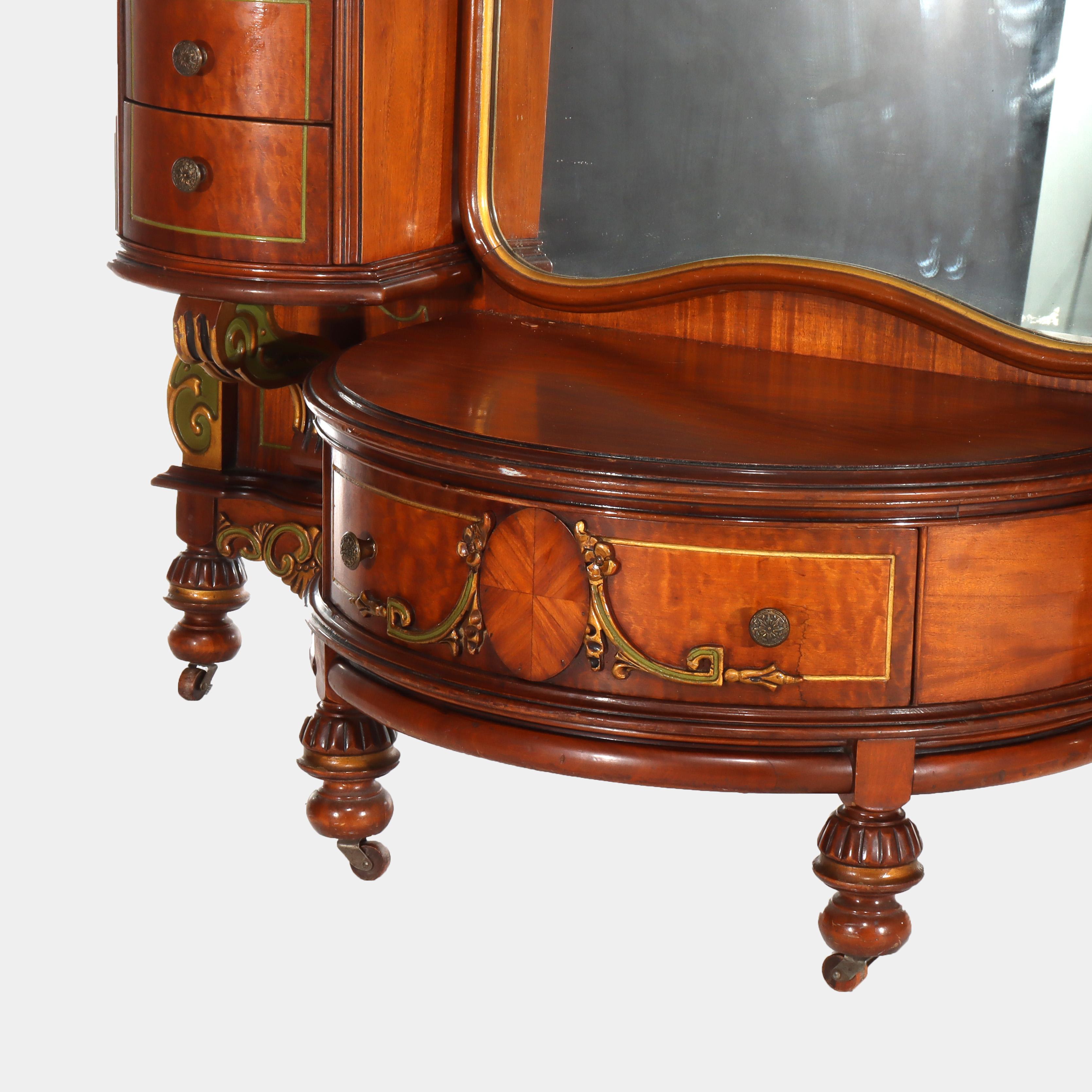 20ième siècle Ancien meuble-lavabo Louis XVI en acajou doré, satiné et érable piqué, vers 1930 en vente