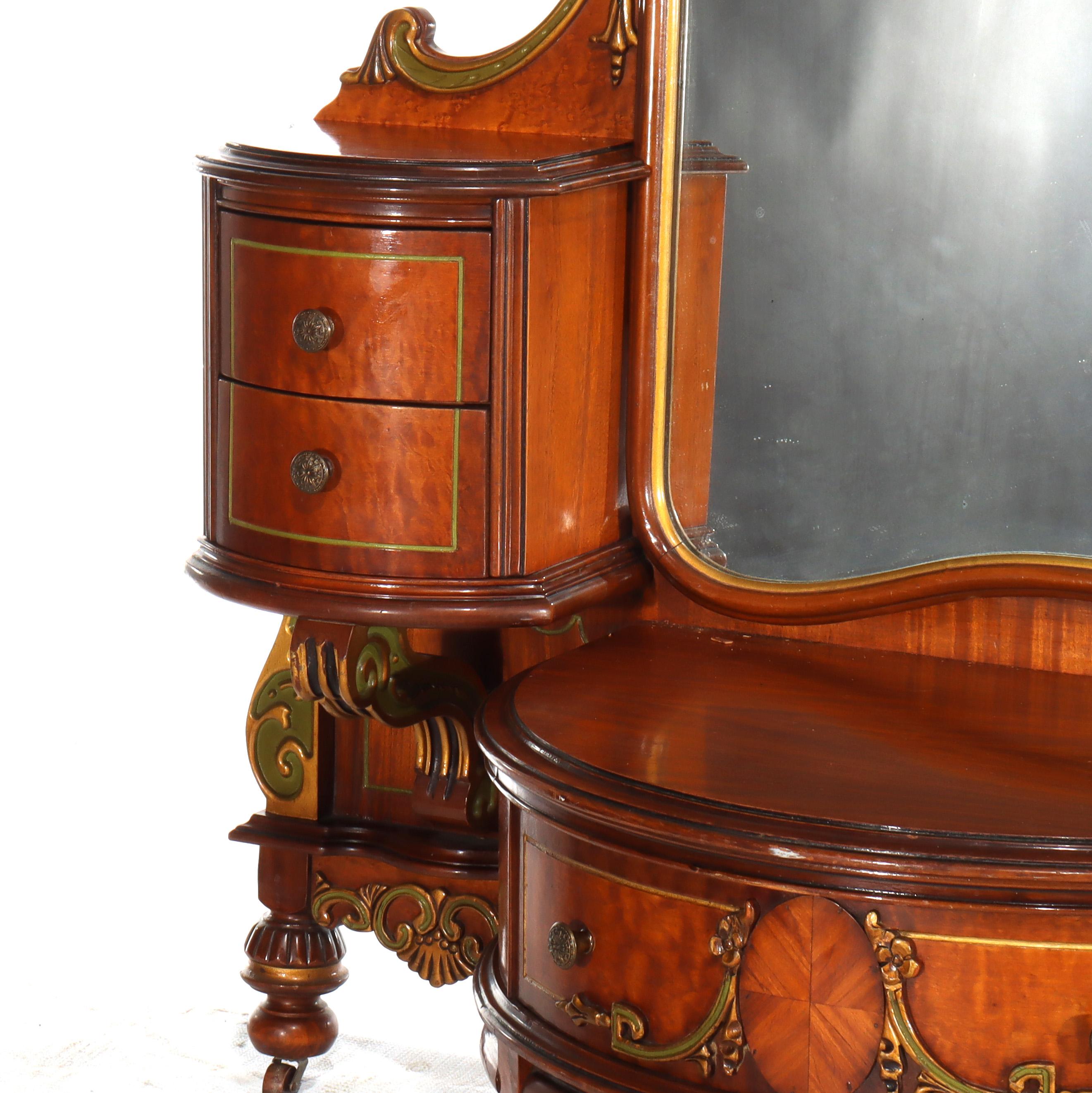 Acajou Ancien meuble-lavabo Louis XVI en acajou doré, satiné et érable piqué, vers 1930 en vente