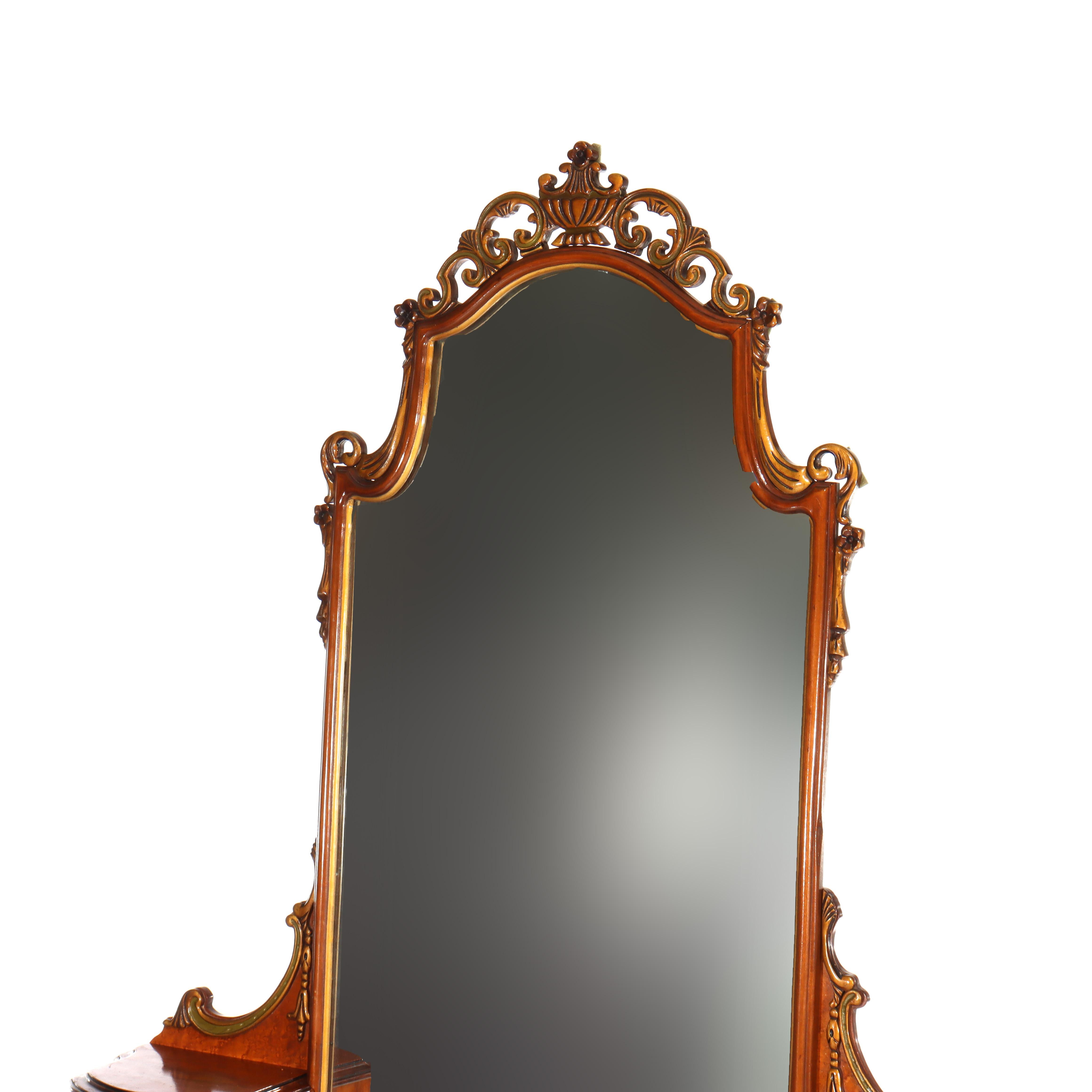 Ancien meuble-lavabo Louis XVI en acajou doré, satiné et érable piqué, vers 1930 en vente 1