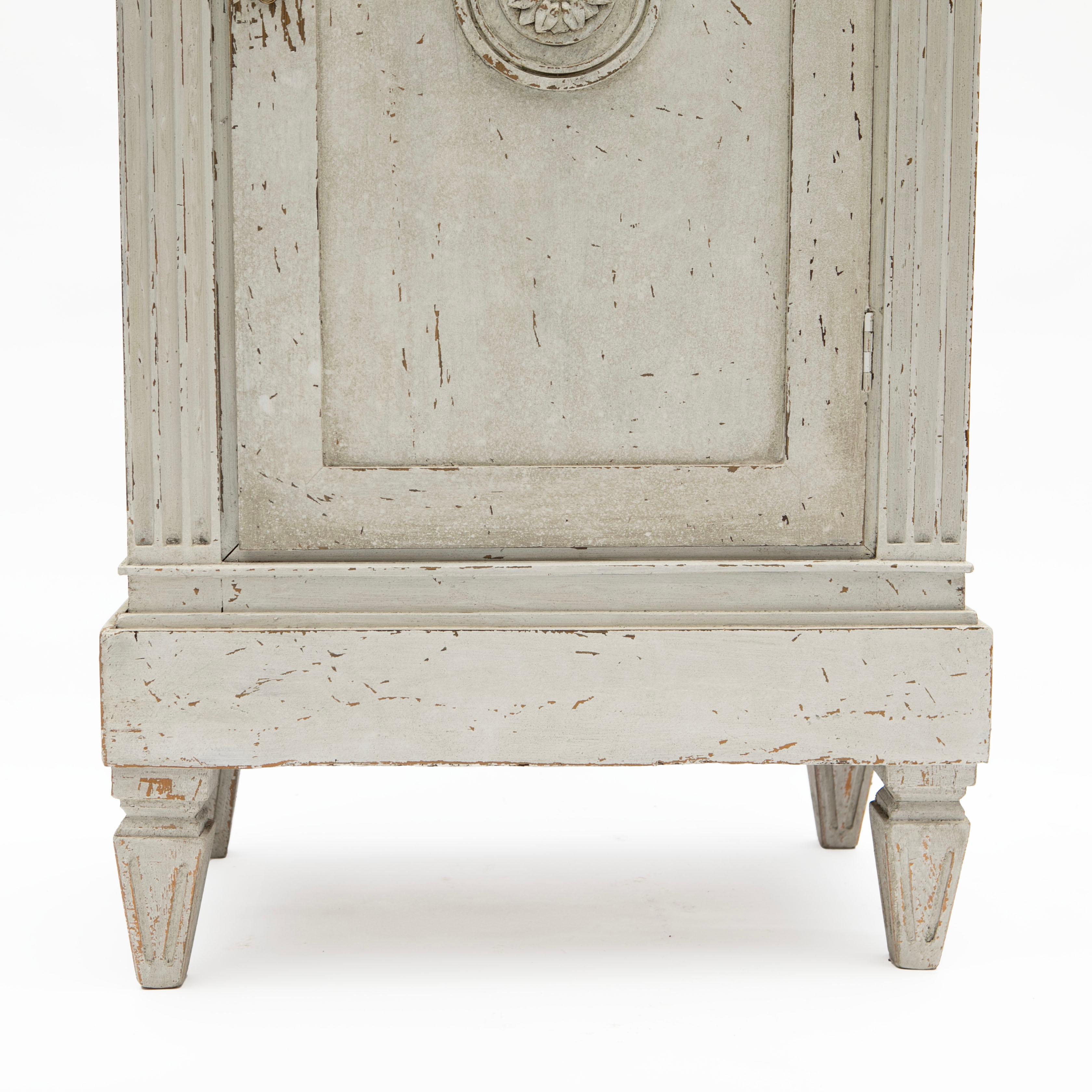 Wood Louis XVI Painted Pedestal Cabinet  For Sale