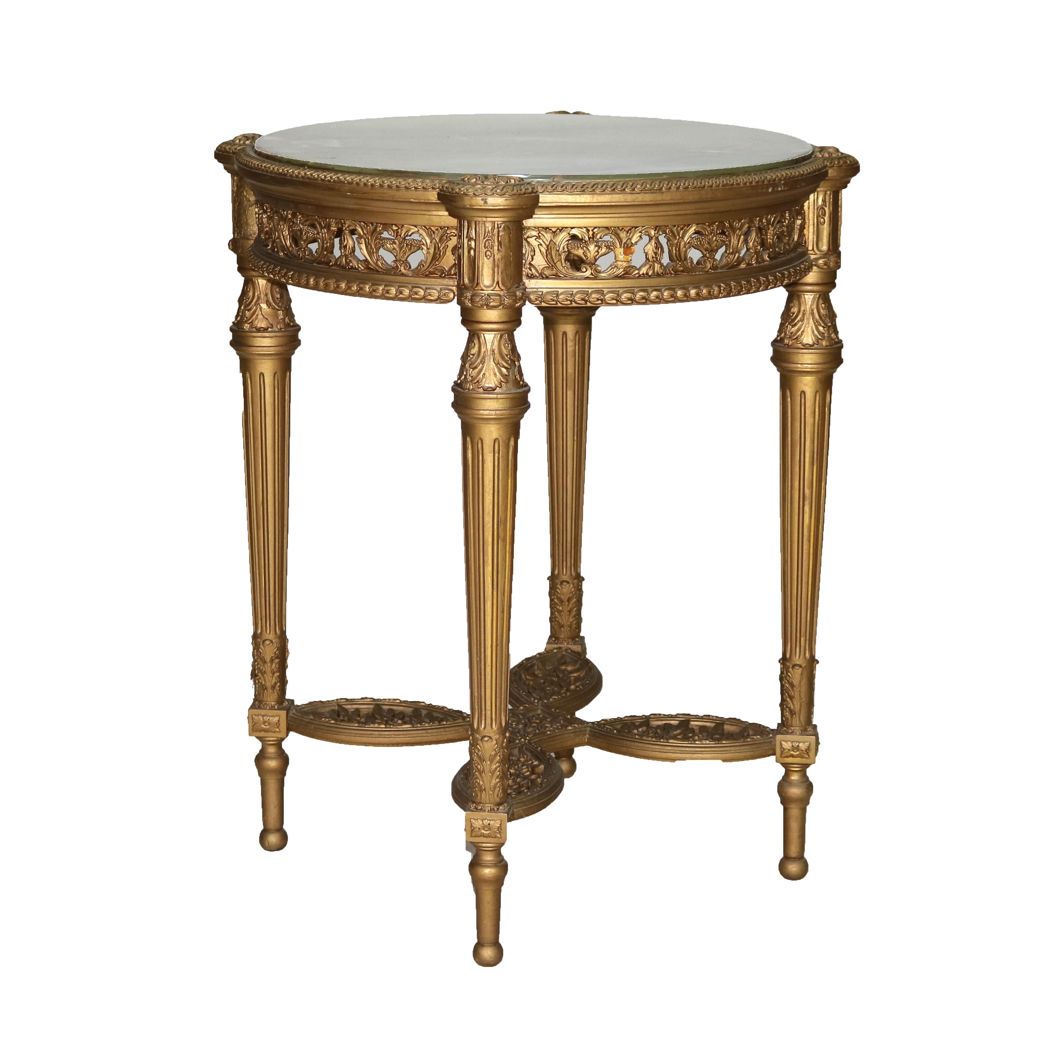 Antique Louis XVI Reticulated Giltwood Onyx Top Table C1920 6