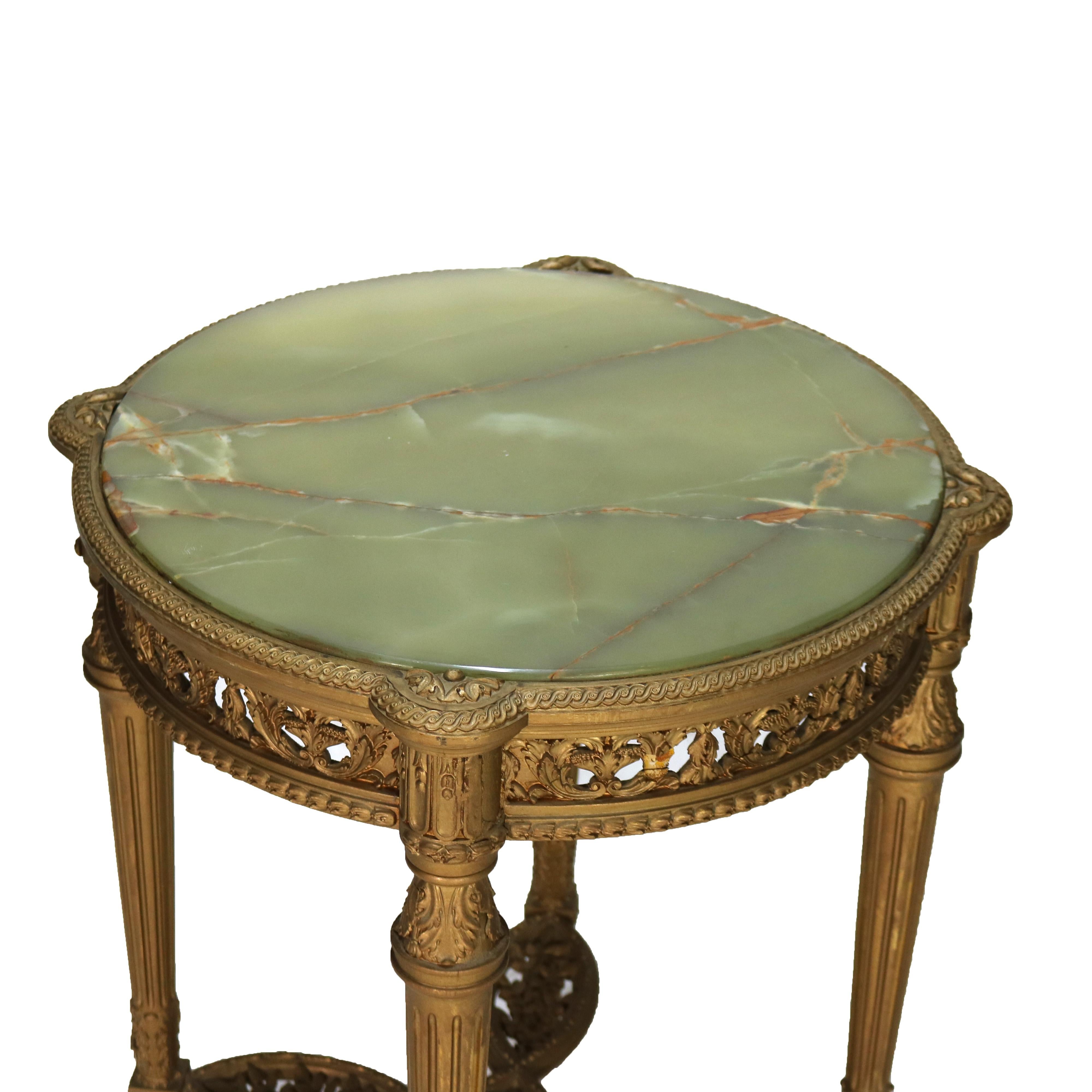 Antique Louis XVI Reticulated Giltwood Onyx Top Table C1920 7