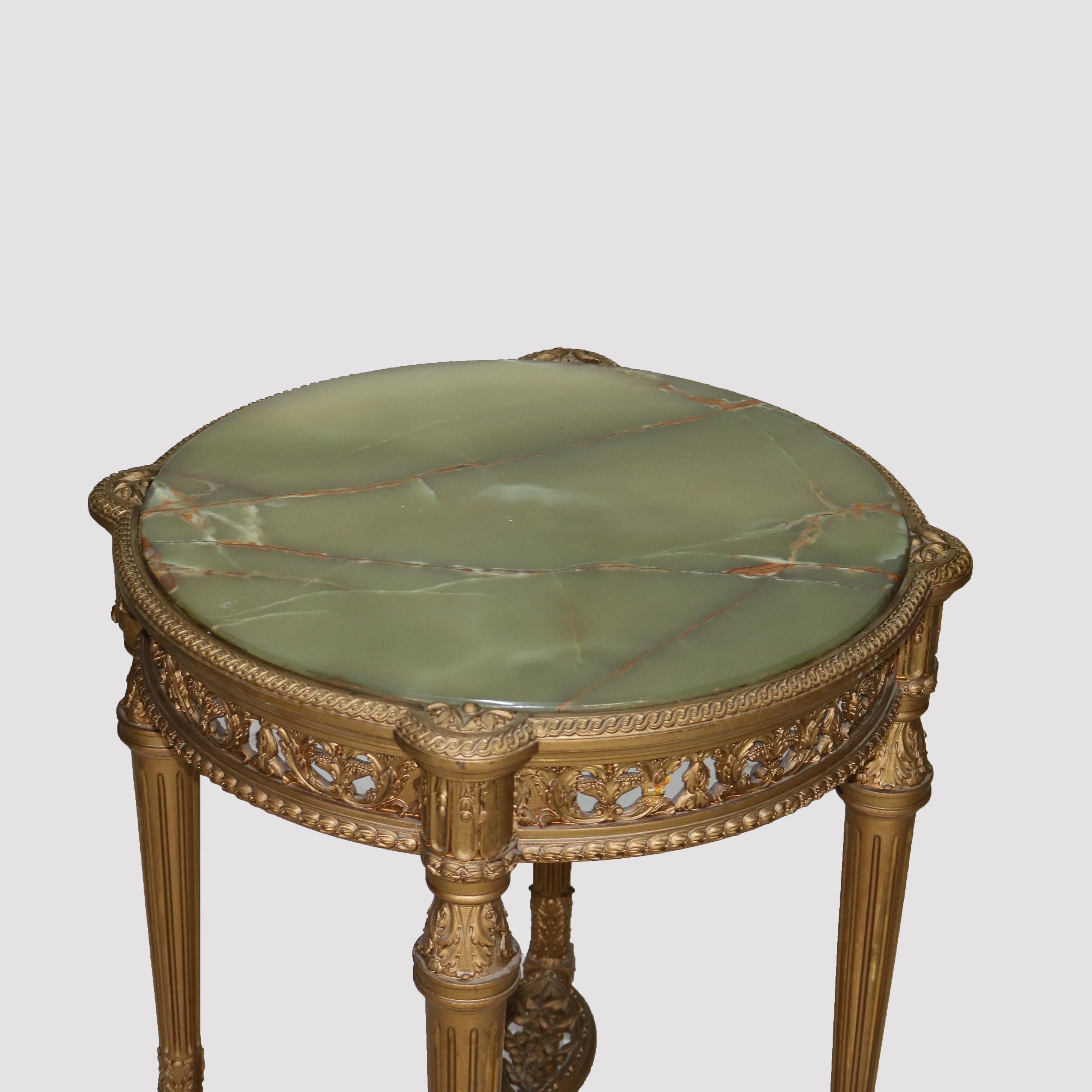 Antique Louis XVI Reticulated Giltwood Onyx Top Table C1920 8