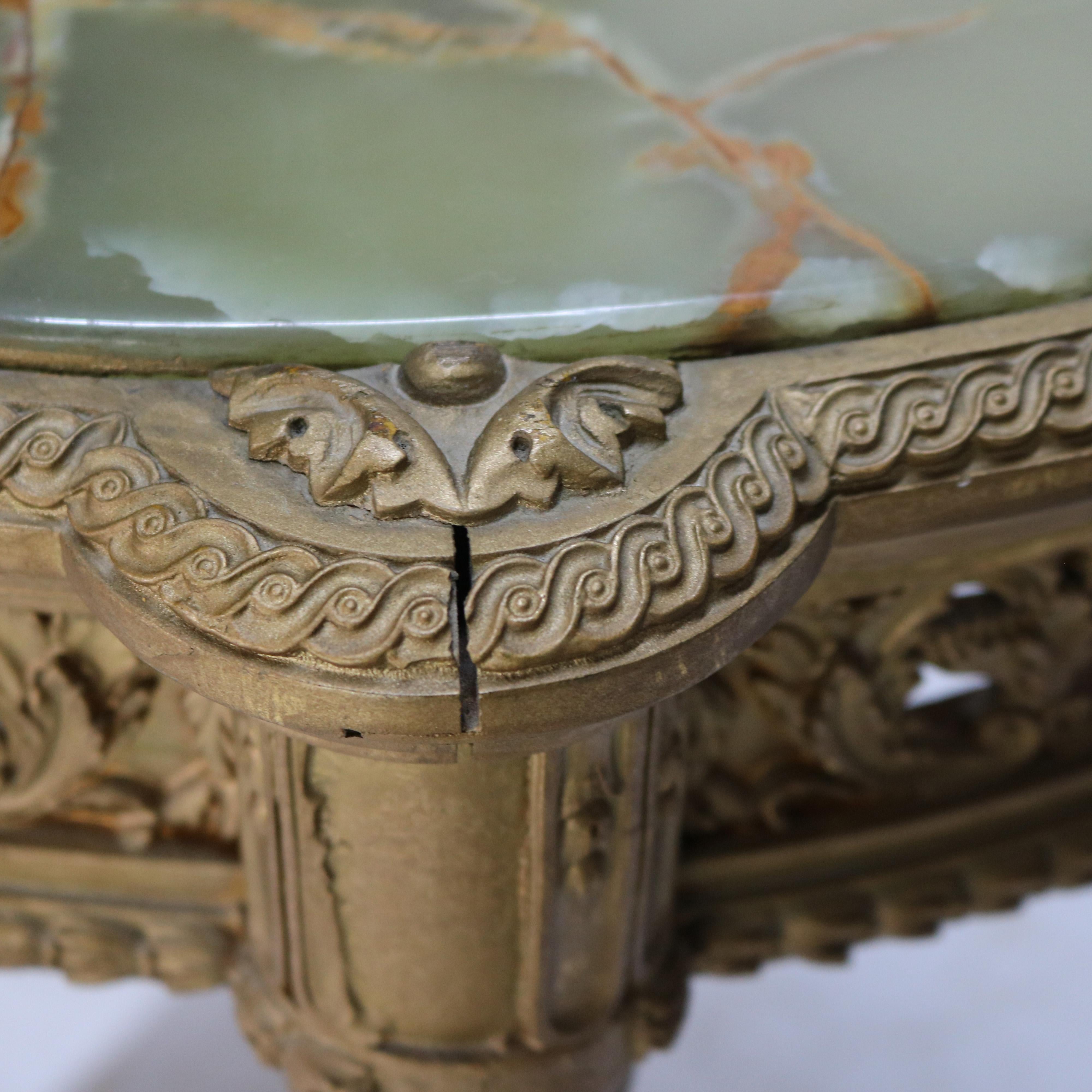 Antique Louis XVI Reticulated Giltwood Onyx Top Table C1920 11