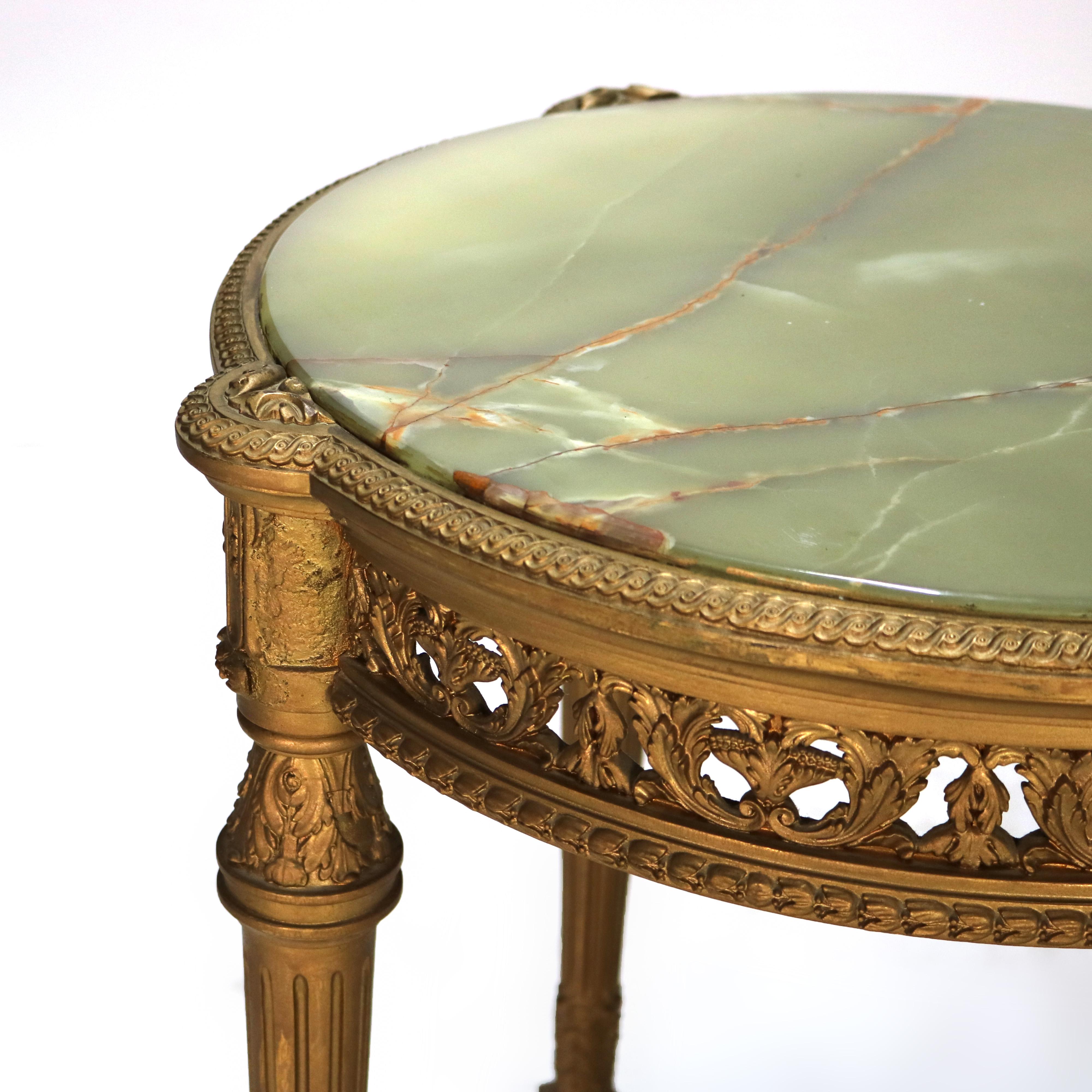 Antique Louis XVI Reticulated Giltwood Onyx Top Table C1920 In Good Condition In Big Flats, NY
