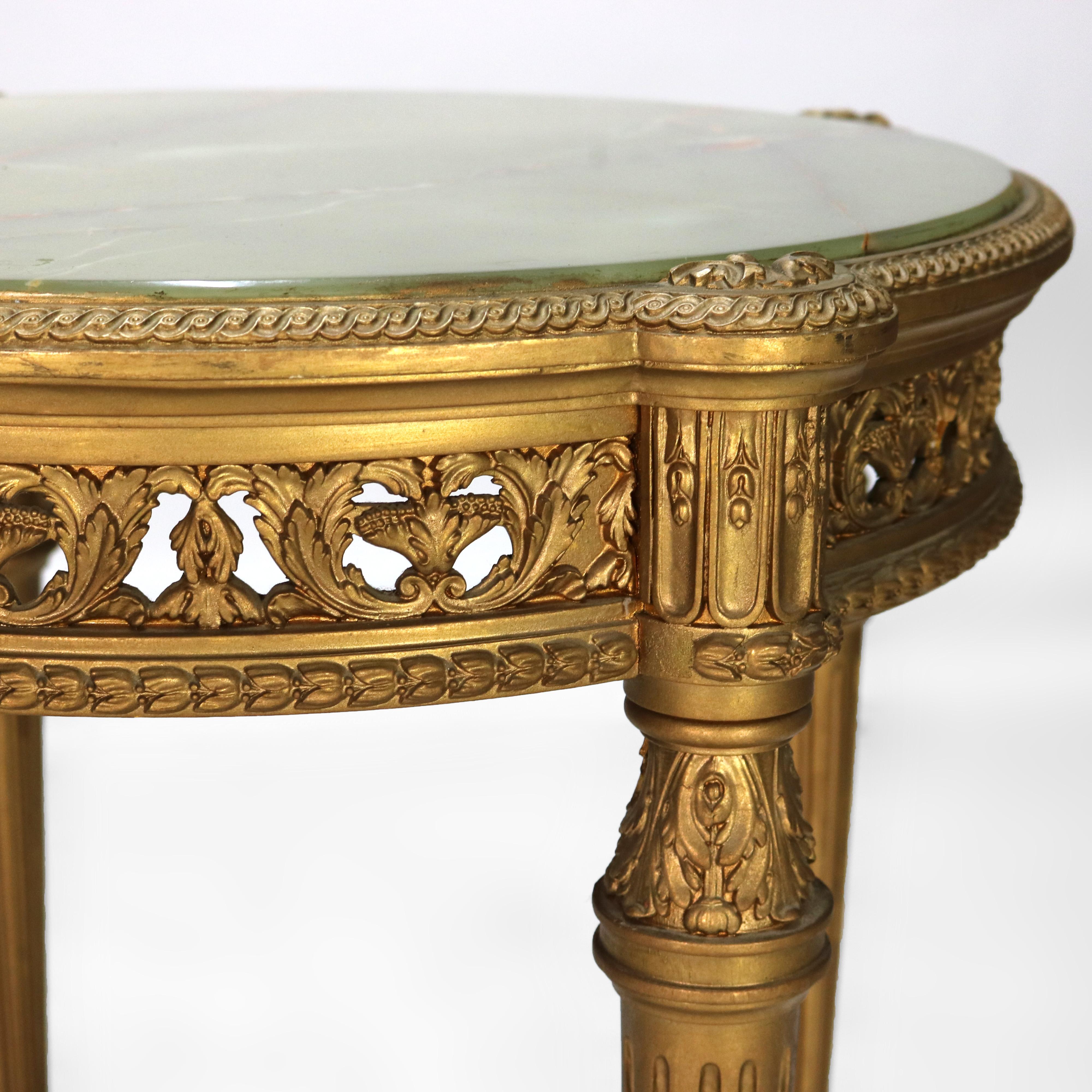 Antique Louis XVI Reticulated Giltwood Onyx Top Table C1920 1