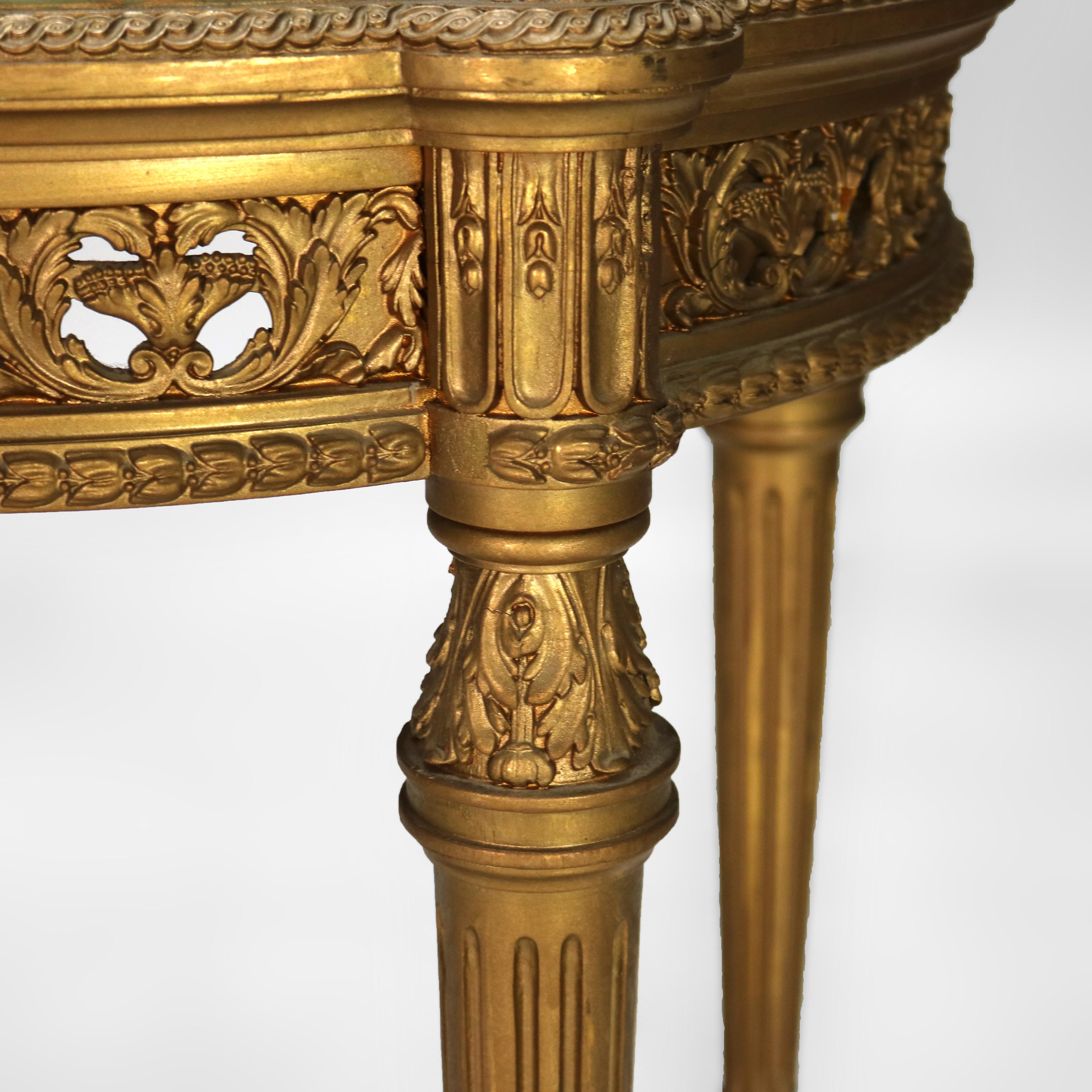 Antique Louis XVI Reticulated Giltwood Onyx Top Table C1920 2
