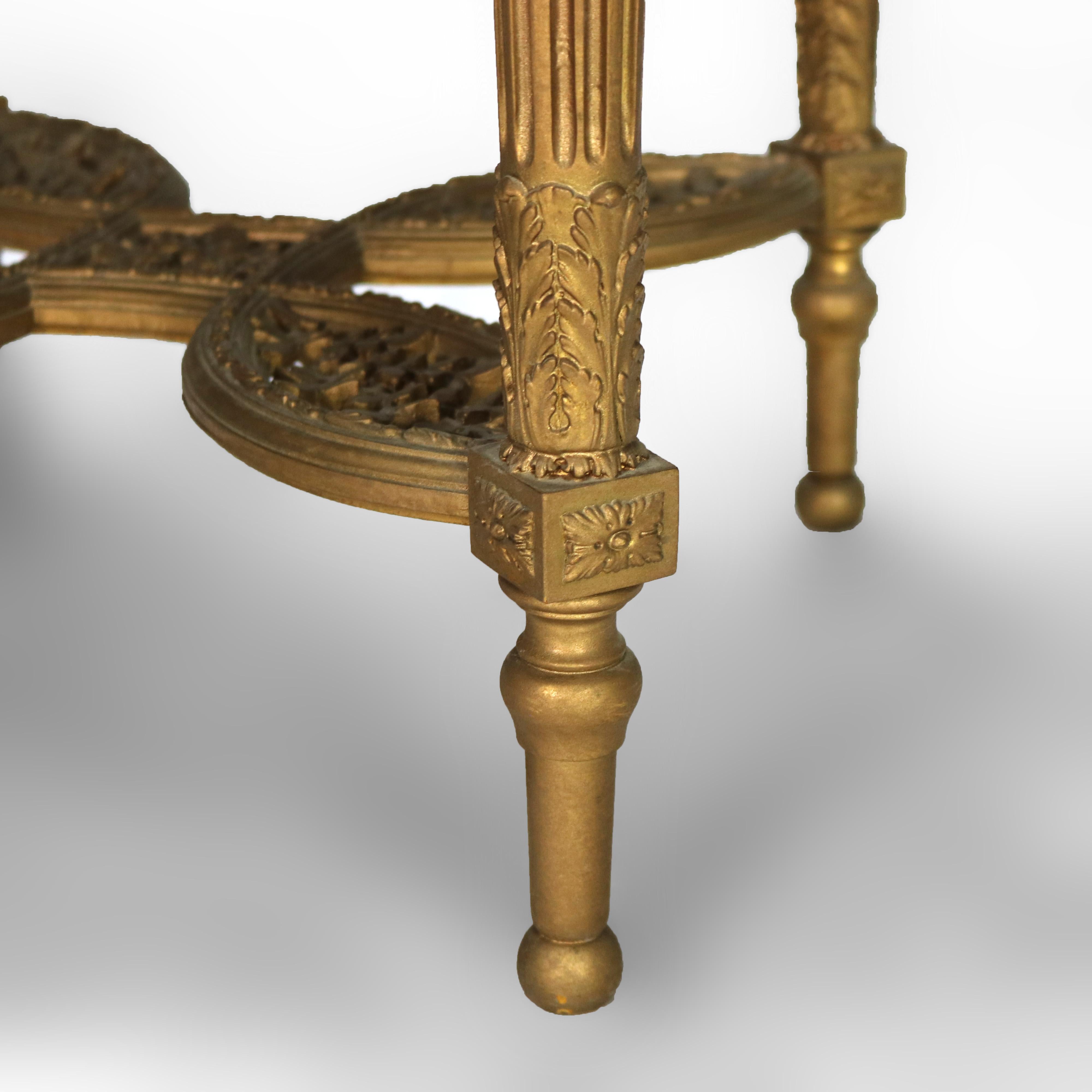 Antique Louis XVI Reticulated Giltwood Onyx Top Table C1920 3