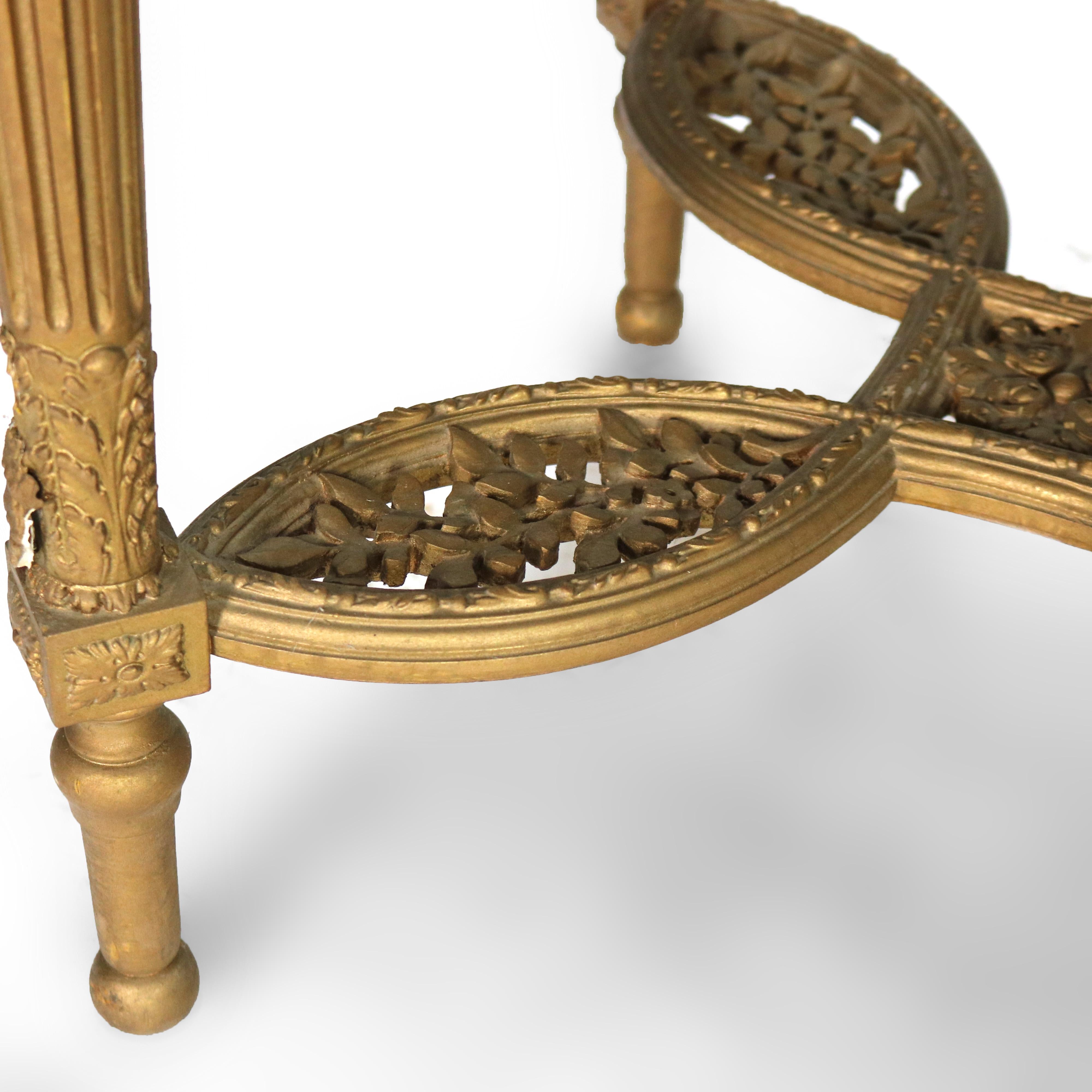 Antique Louis XVI Reticulated Giltwood Onyx Top Table C1920 4