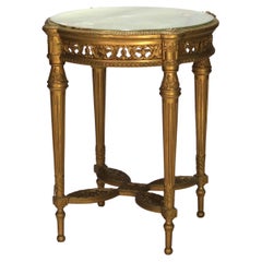 Antique Louis XVI Reticulated Giltwood Onyx Top Table C1920