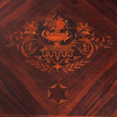 Antique Louis XVI Rosewood, Marquetry & Inlaid Table with Drawer C1880