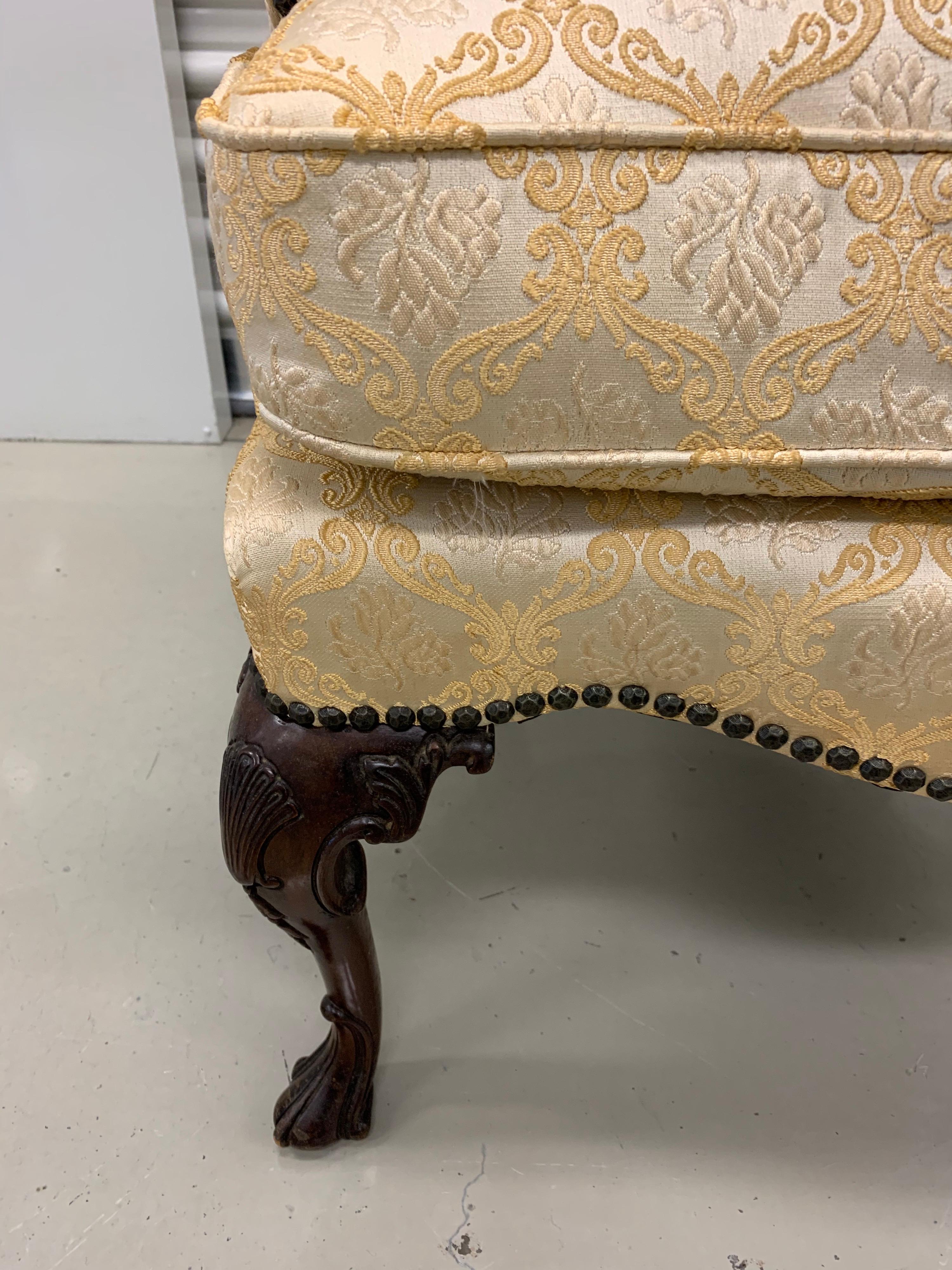 Antique Louis XVI Sculptural Nailhead Wingback Chair Armchair 11