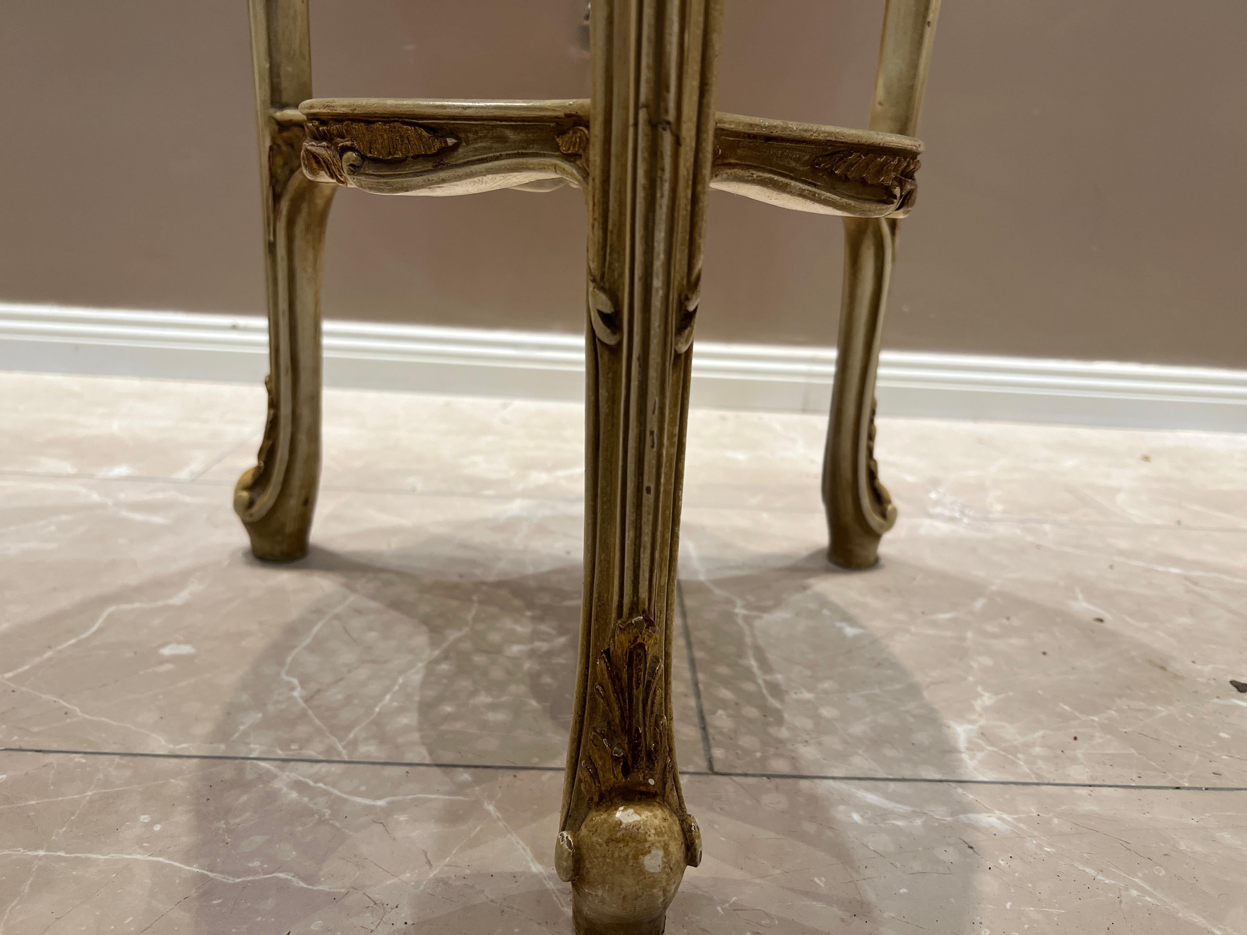Antique Louis XVI Side Table – Marble Top, Hand-Carved, Elegant Design For Sale 4