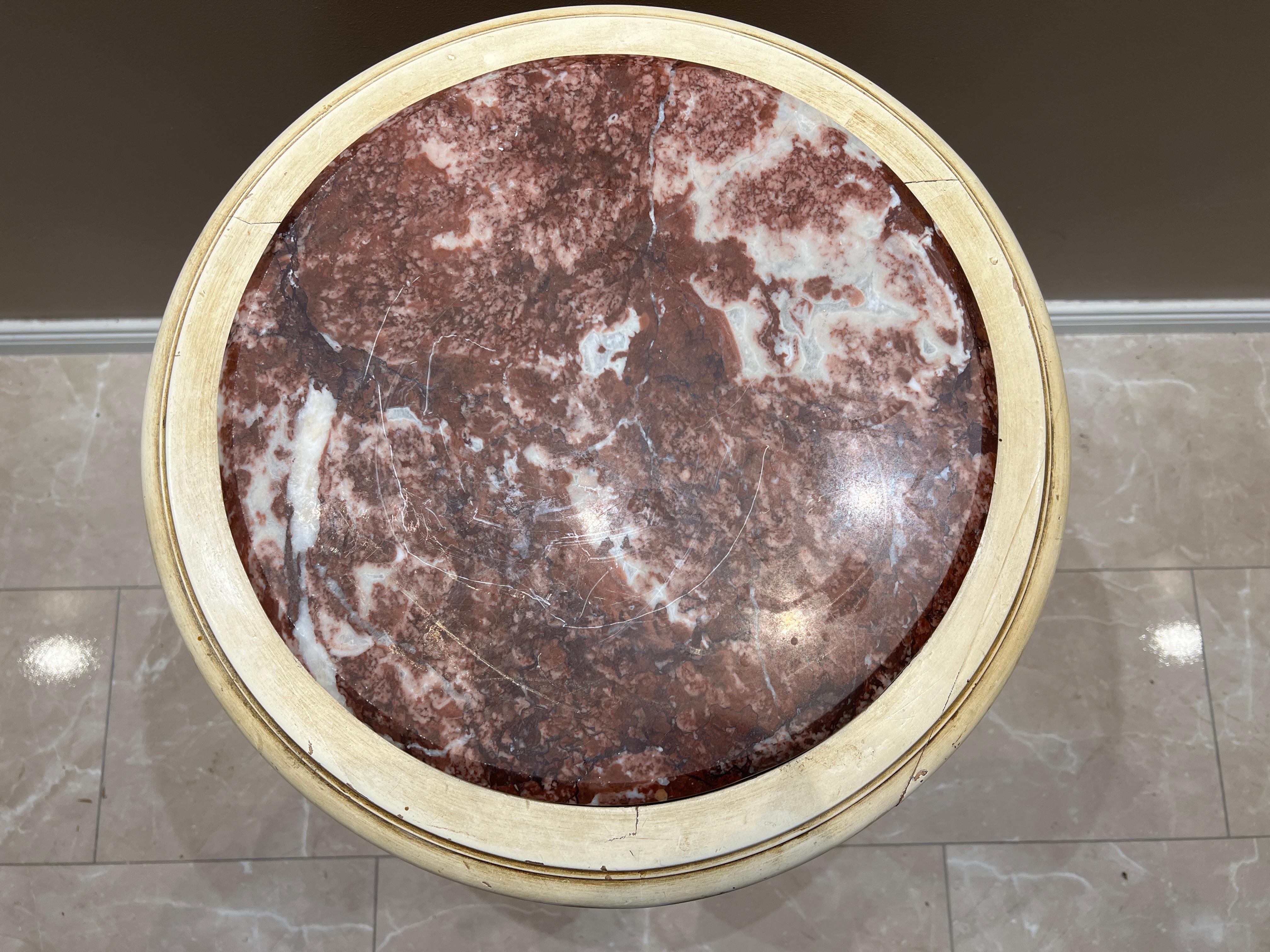 Antique Louis XVI Side Table – Marble Top, Hand-Carved, Elegant Design In Good Condition For Sale In Berlin, DE