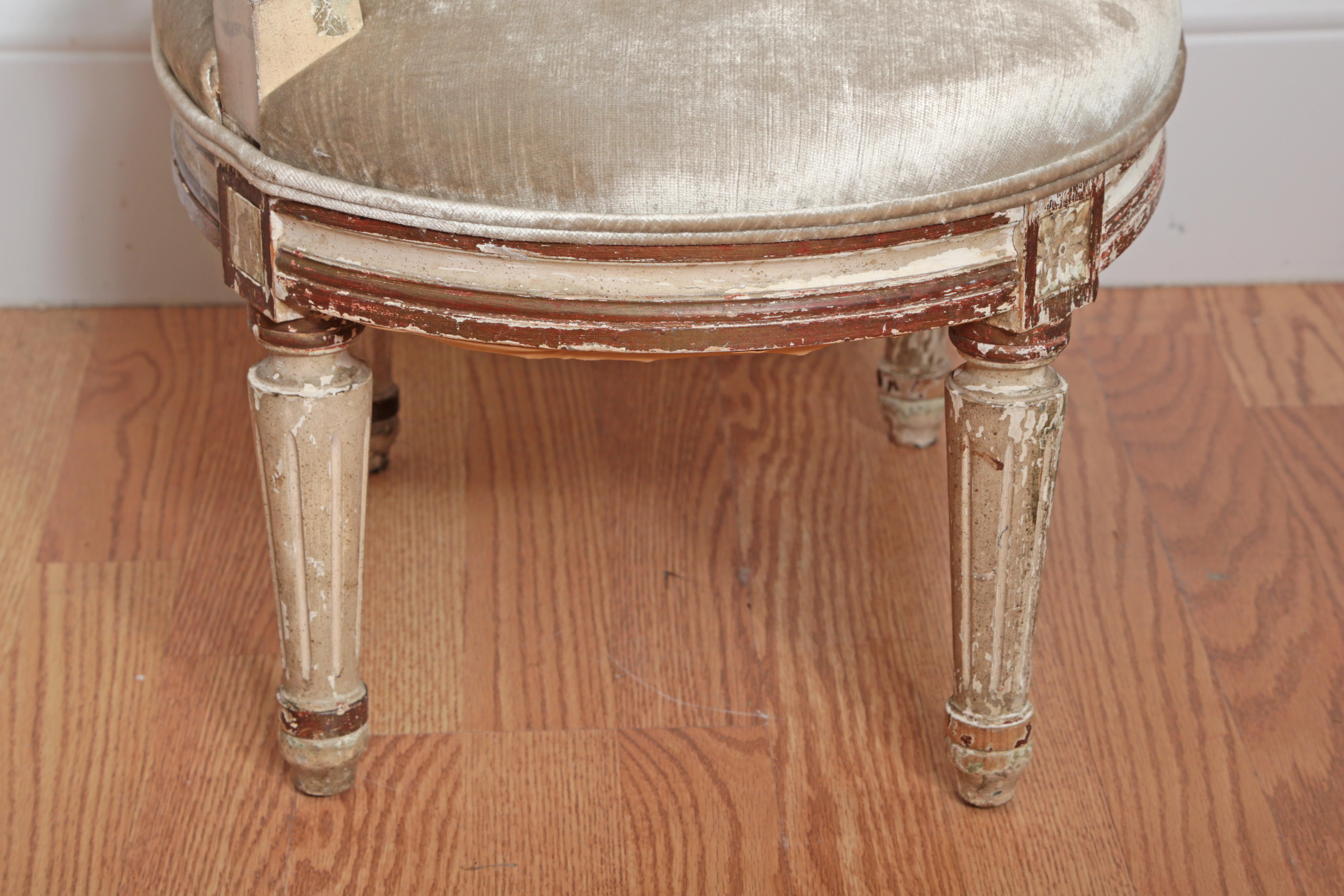 Velvet Antique Louis XVI Slipper Chair