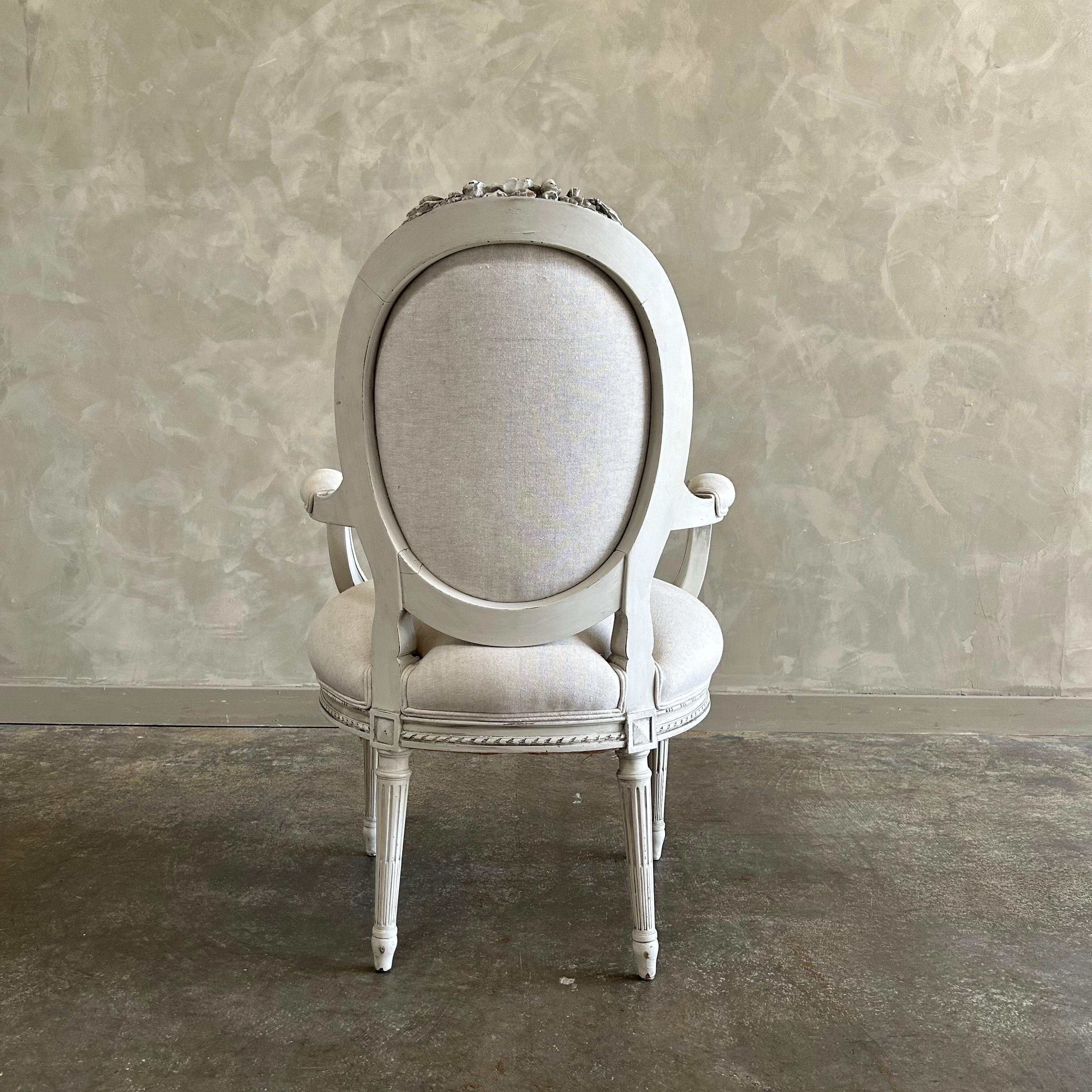 Linen Antique Louis XVI style accent chair