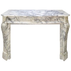 Antique Louis XVI Style Arabescato Marble Fireplace Mantel