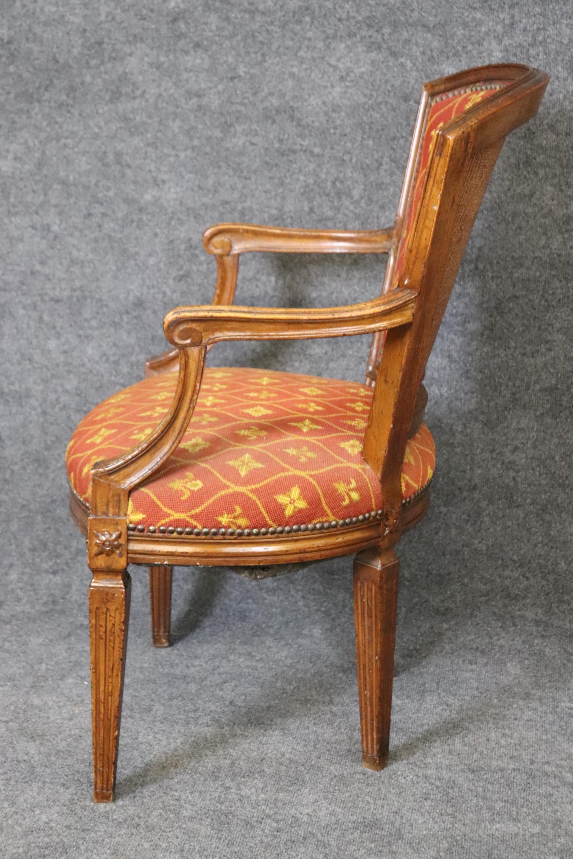 Italian Antique Louis XVI Style Armchair Signed Made In Italy For Sale