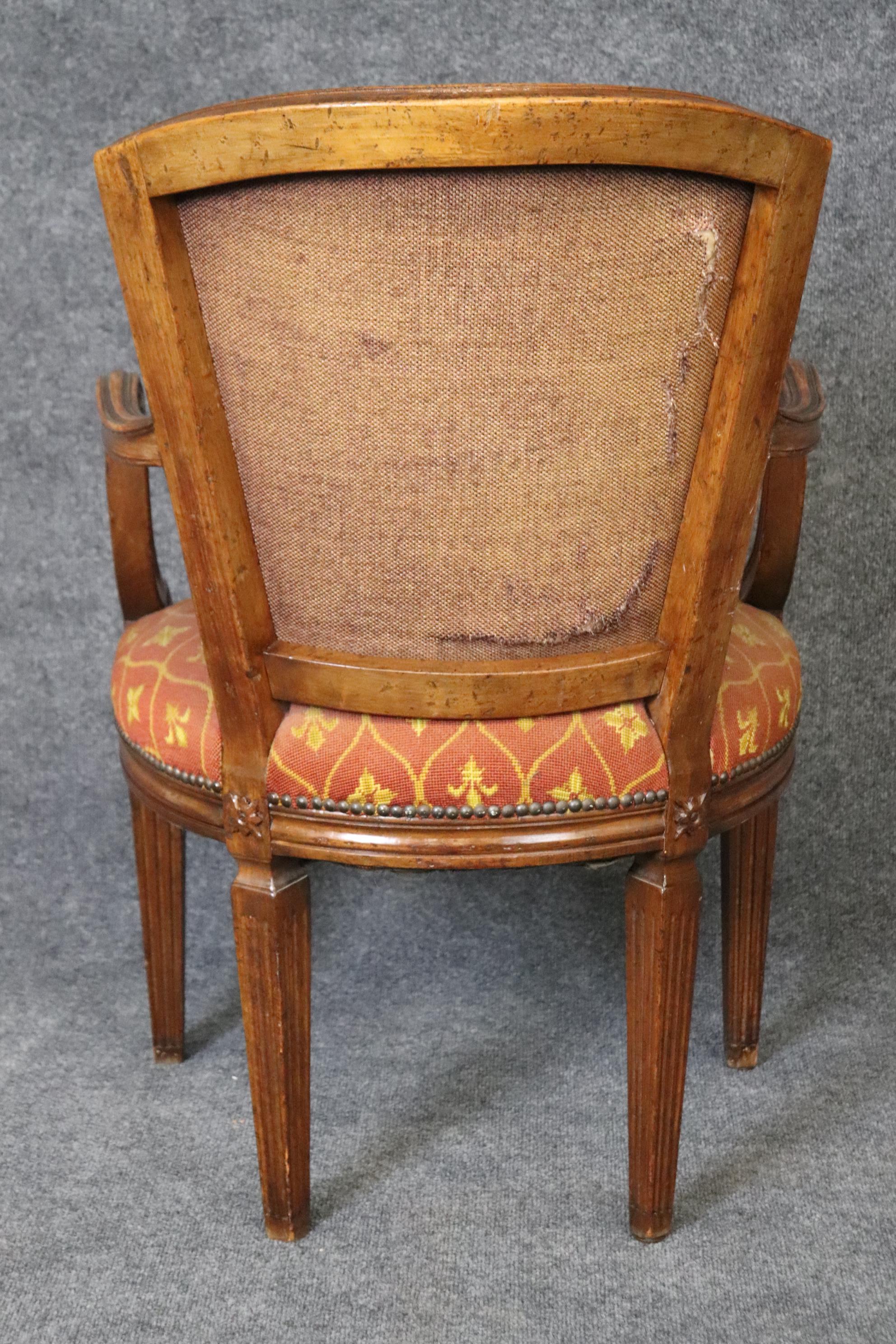 Carved Antique Louis XVI Style Armchair Signed Made In Italy For Sale