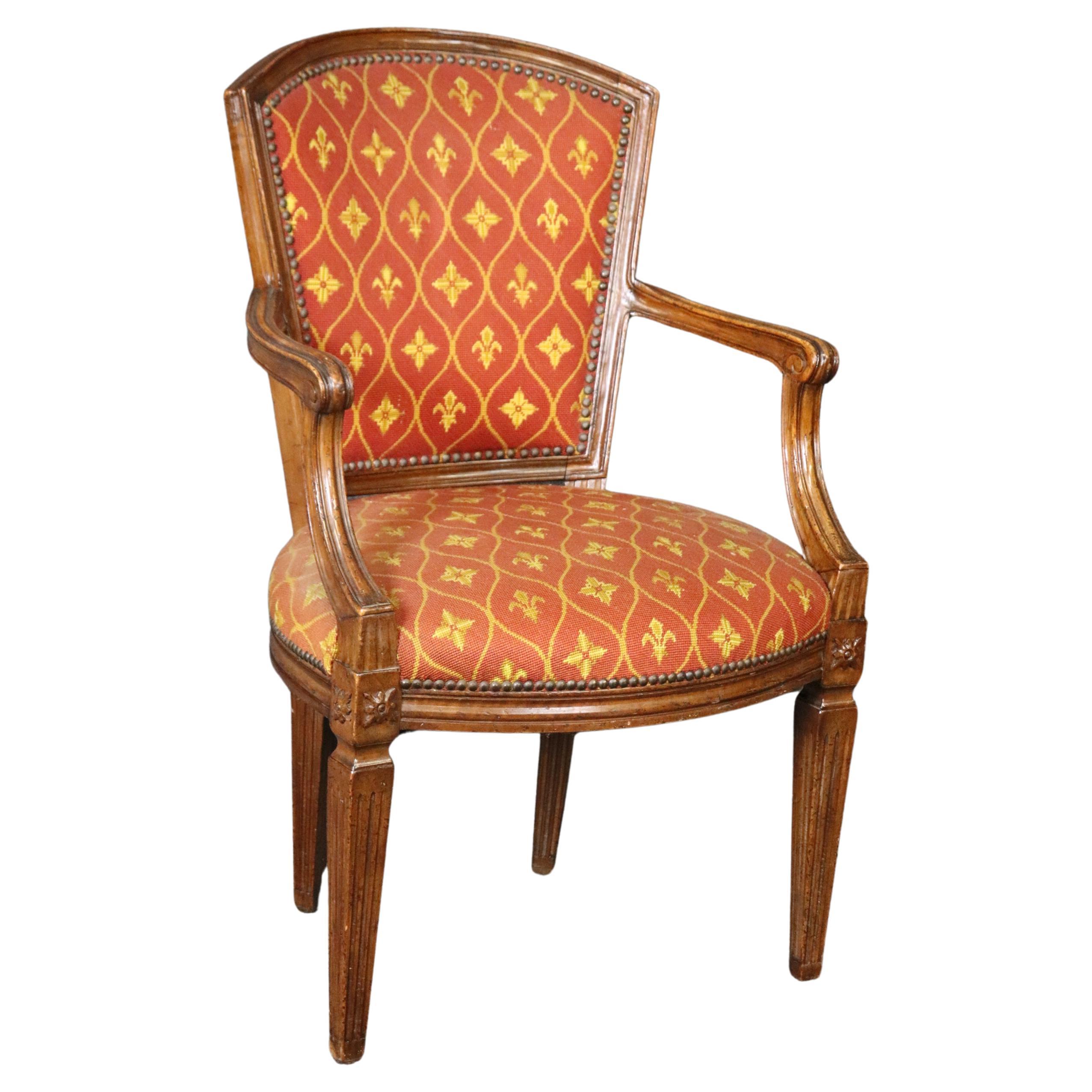 Antique Louis XVI Style Armchair Signed Made In Italy For Sale