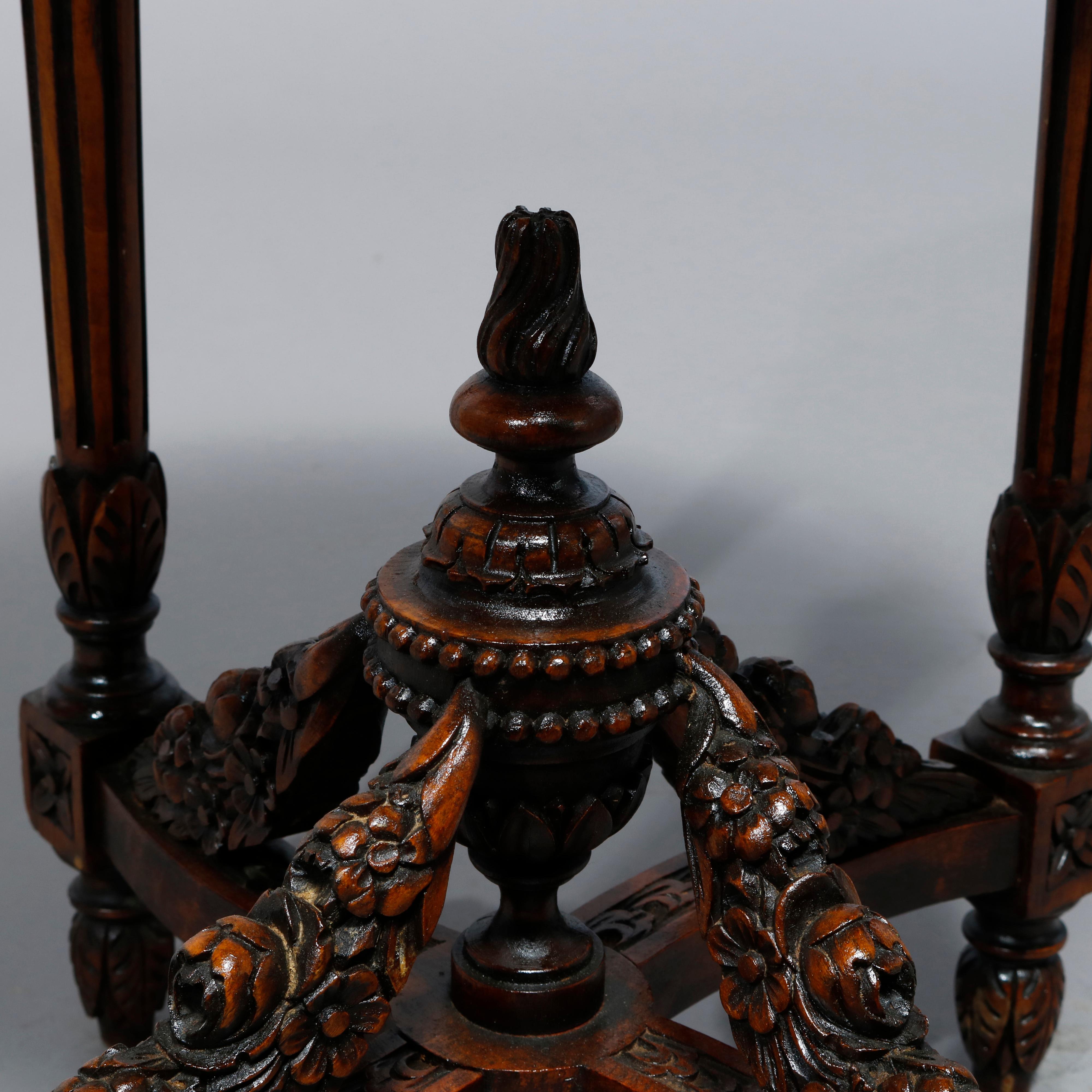 Carved Antique Louis XVI Style Belgian Marble-Top Drink Stand, Circa 1900