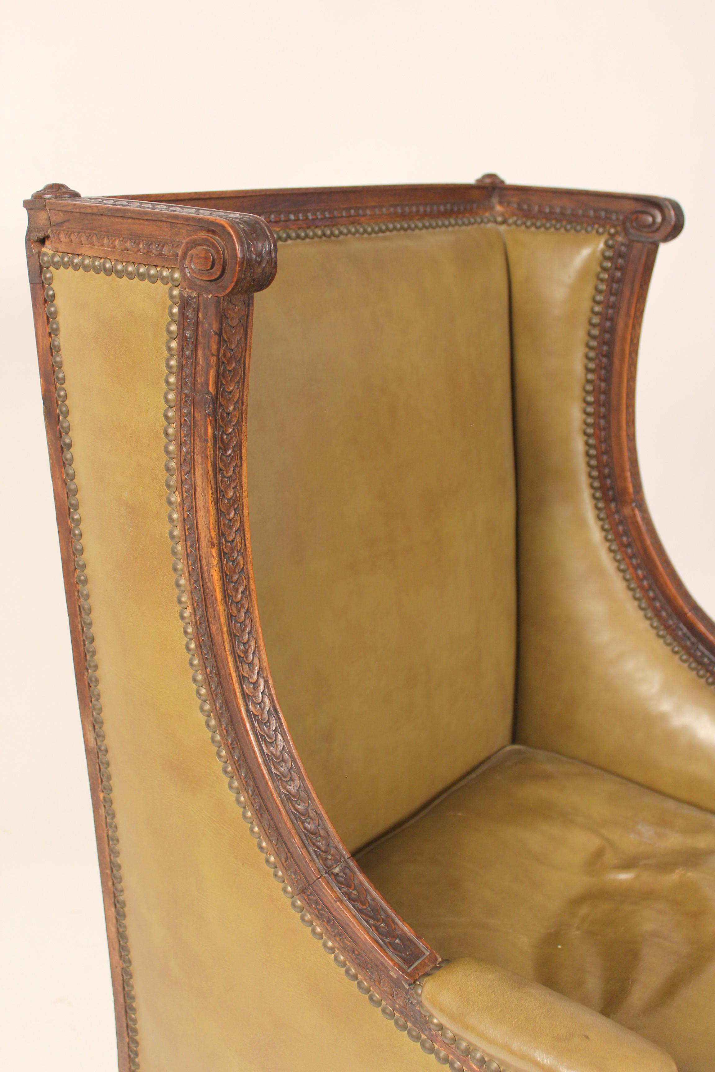 Leather Antique Louis XVI Style Bergere