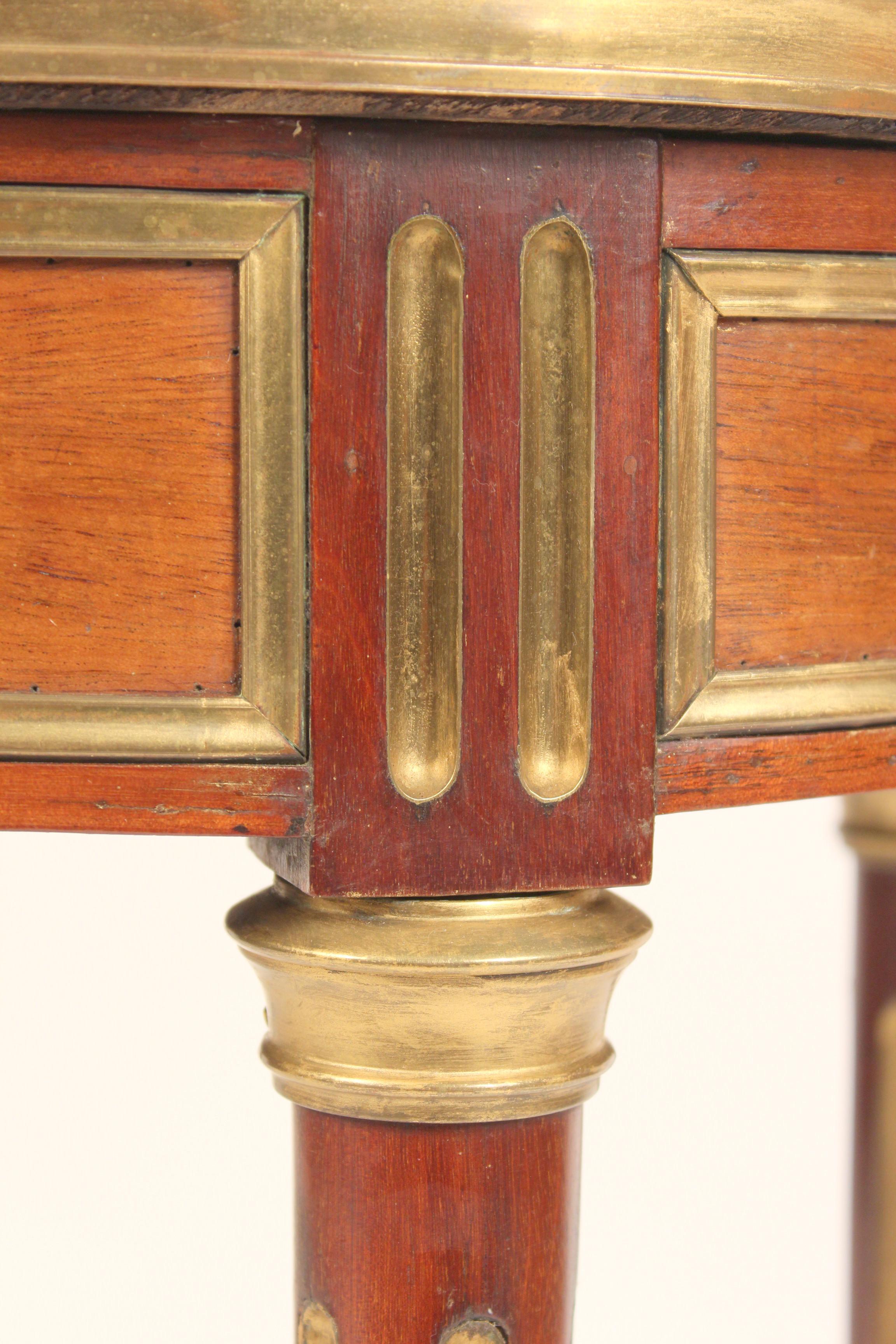 Antique Louis XVI Style Brass Mounted Mahogany Occasional Table For Sale 5
