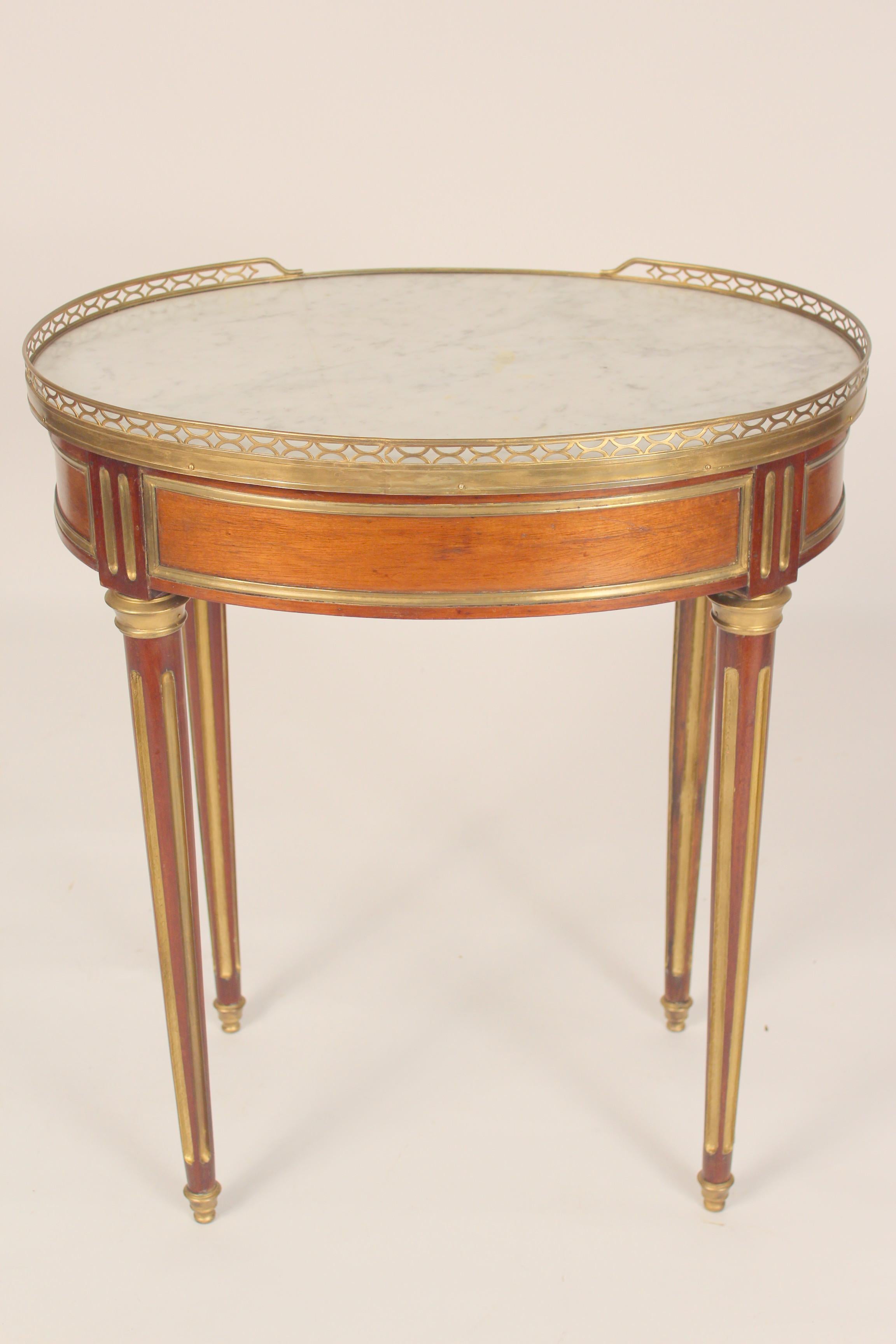 19th Century Antique Louis XVI Style Brass Mounted Mahogany Occasional Table For Sale
