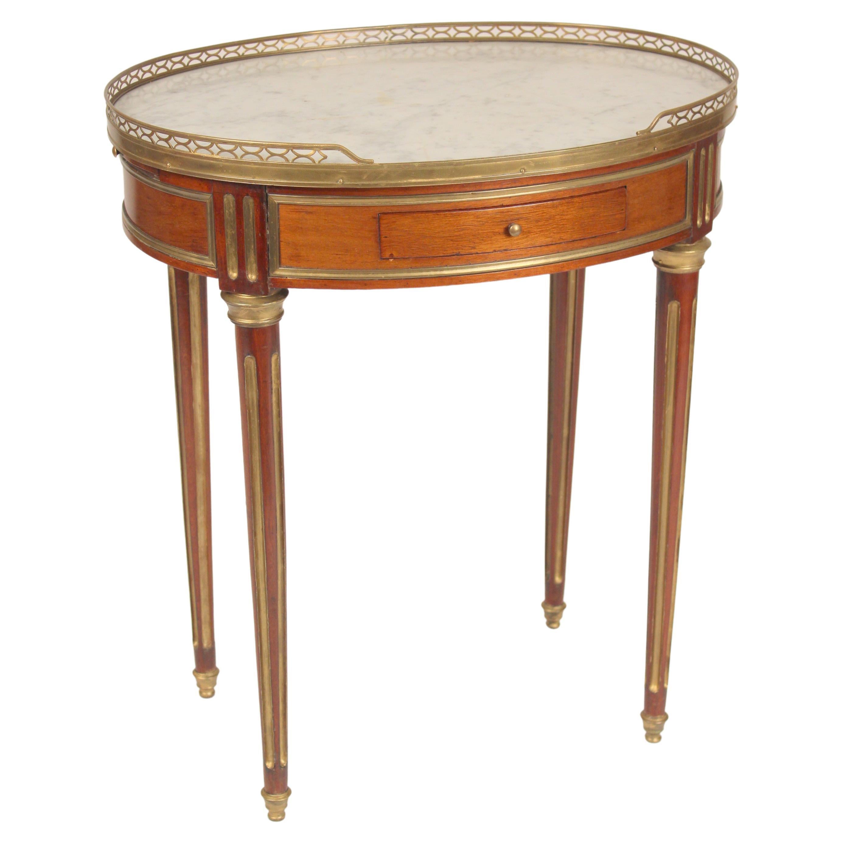 Antique Louis XVI Style Brass Mounted Mahogany Occasional Table For Sale