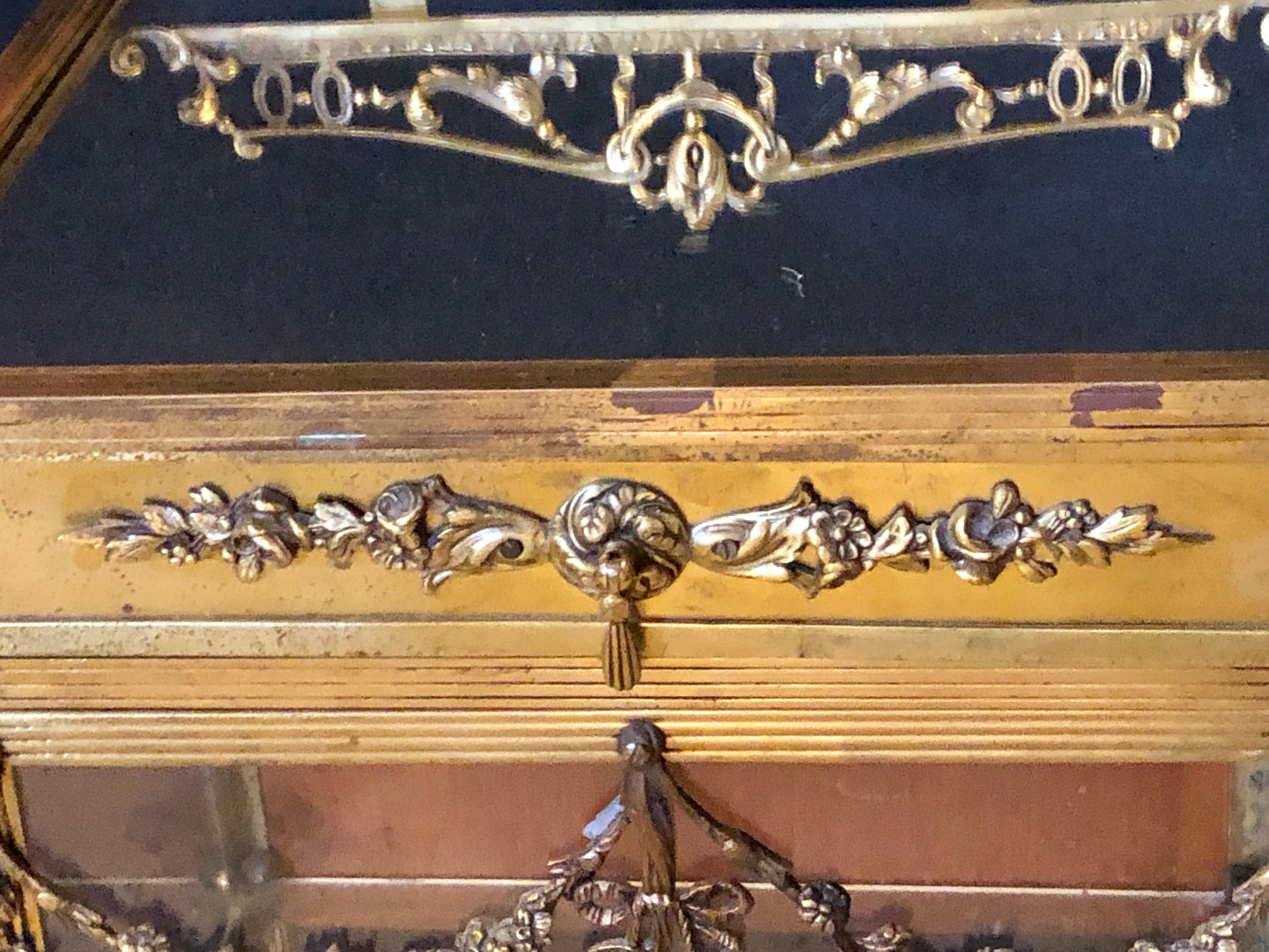 Antique Louis XVI Style Bronze / Glass Vitrine Cabinet or Nightstand 6