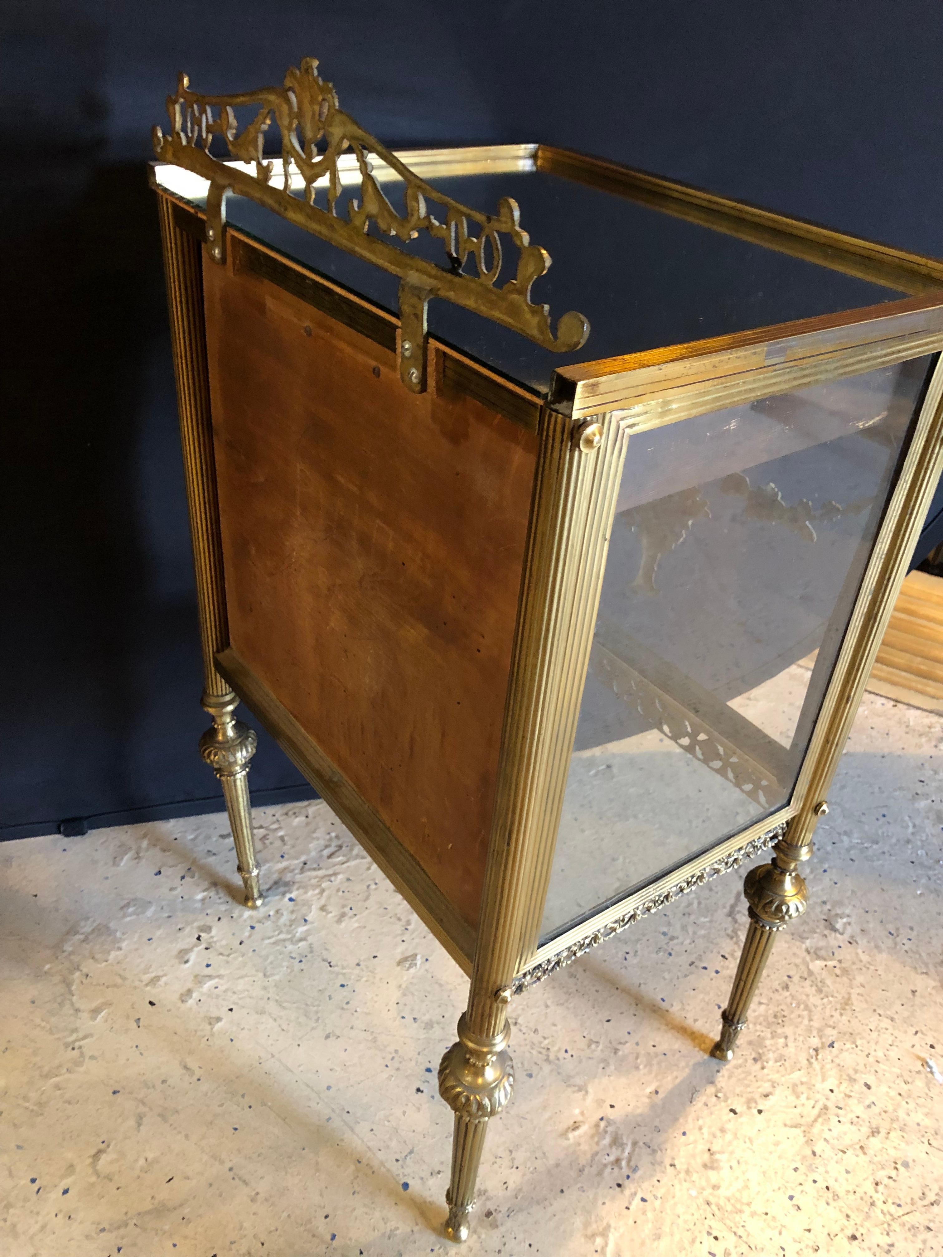 Antique Louis XVI Style Bronze / Glass Vitrine Cabinet or Nightstand 1