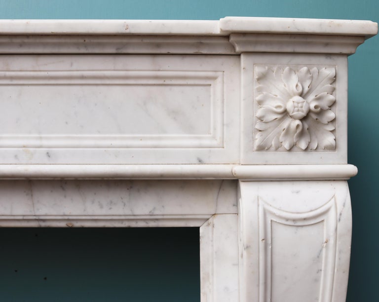 Antique Louis XVI Style Carrara Marble Mantel In Fair Condition In Wormelow, Herefordshire