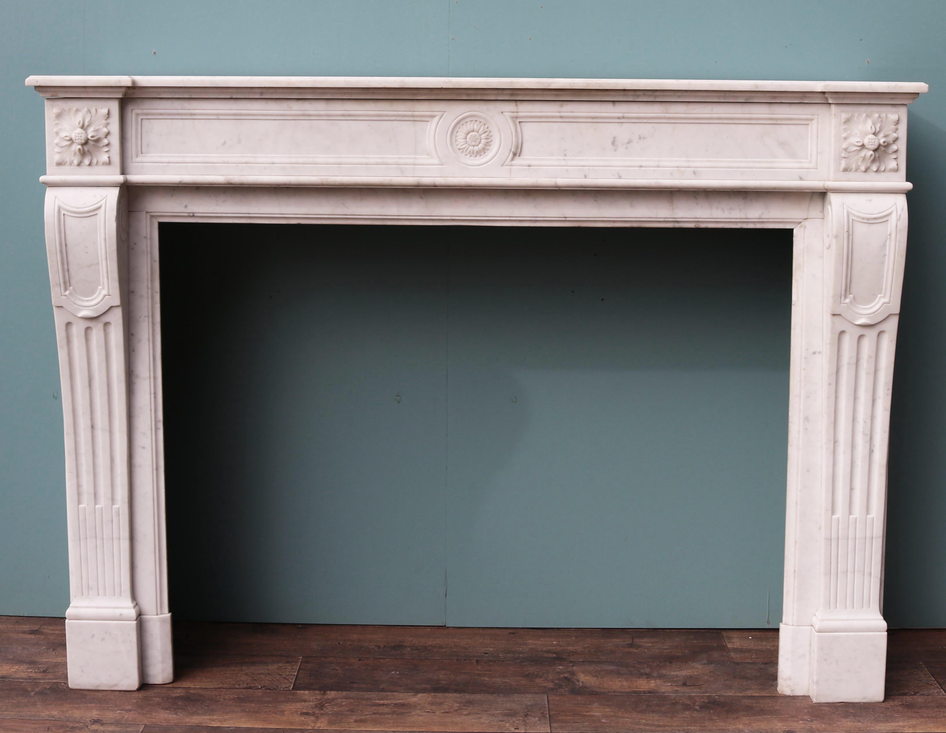 Antique Louis XVI Style Carrara Marble Mantel 3