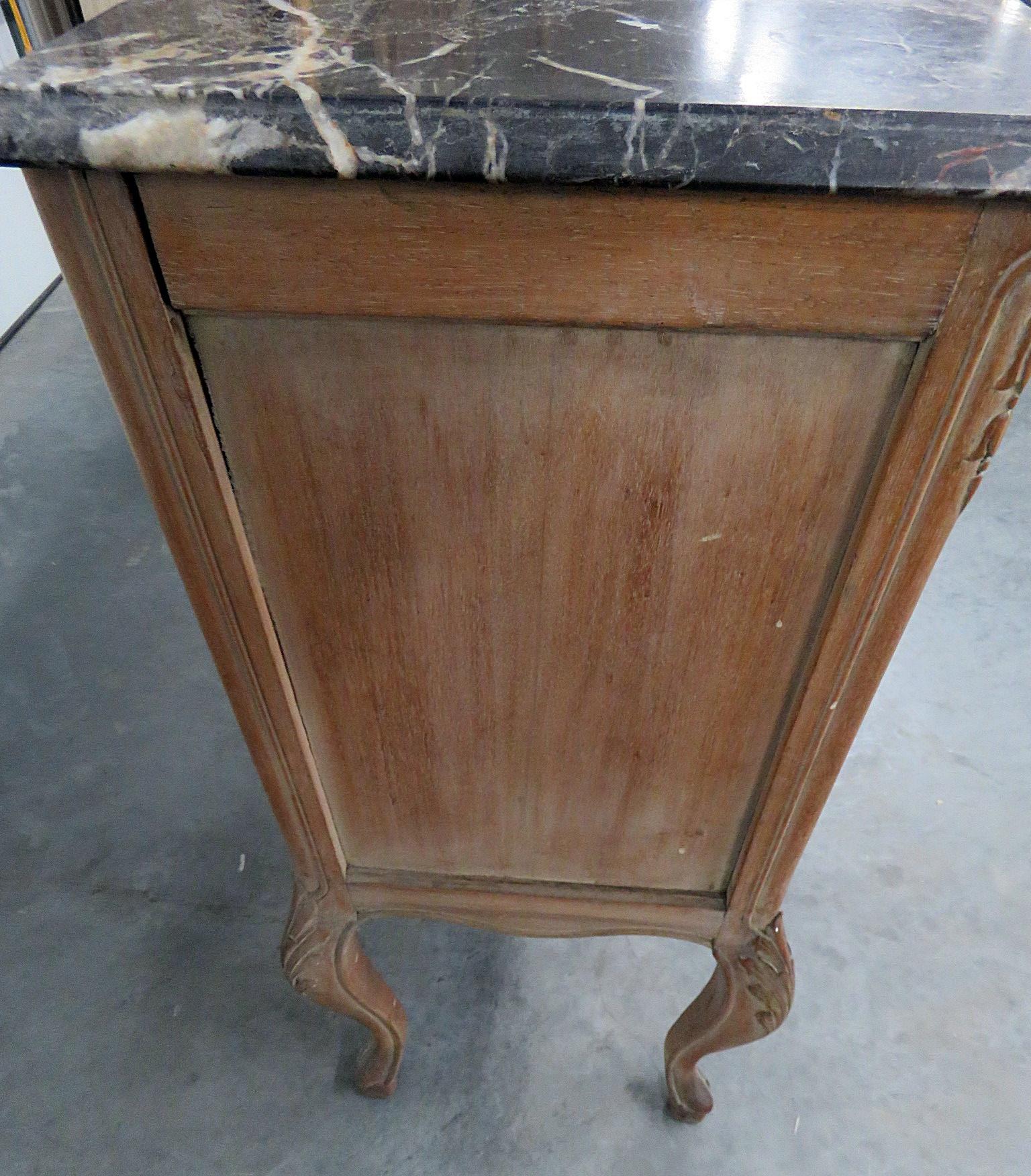 Antique Carved Louis XVI Style Marble Top Night Stand Table 1