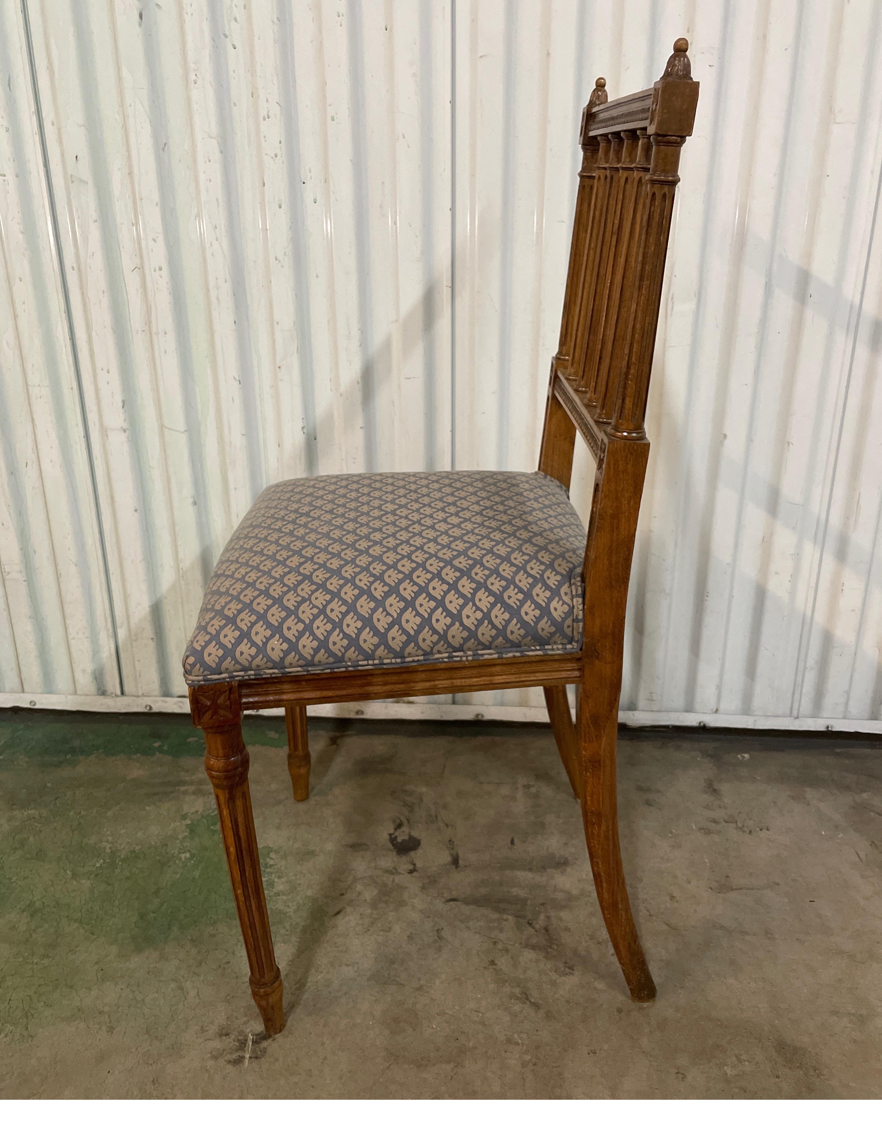 Italian Antique Louis XVI Style Chiavari Chair with Fortuny Upholstered Seat